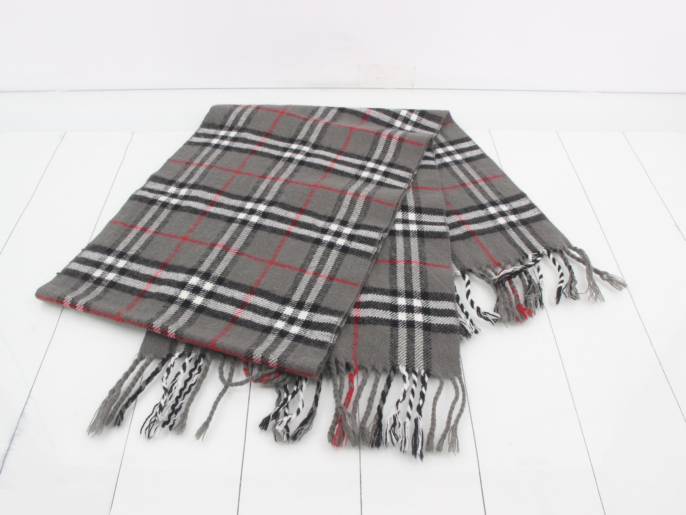 Nova Check Scarf, Gray, 100% Wool — view 3