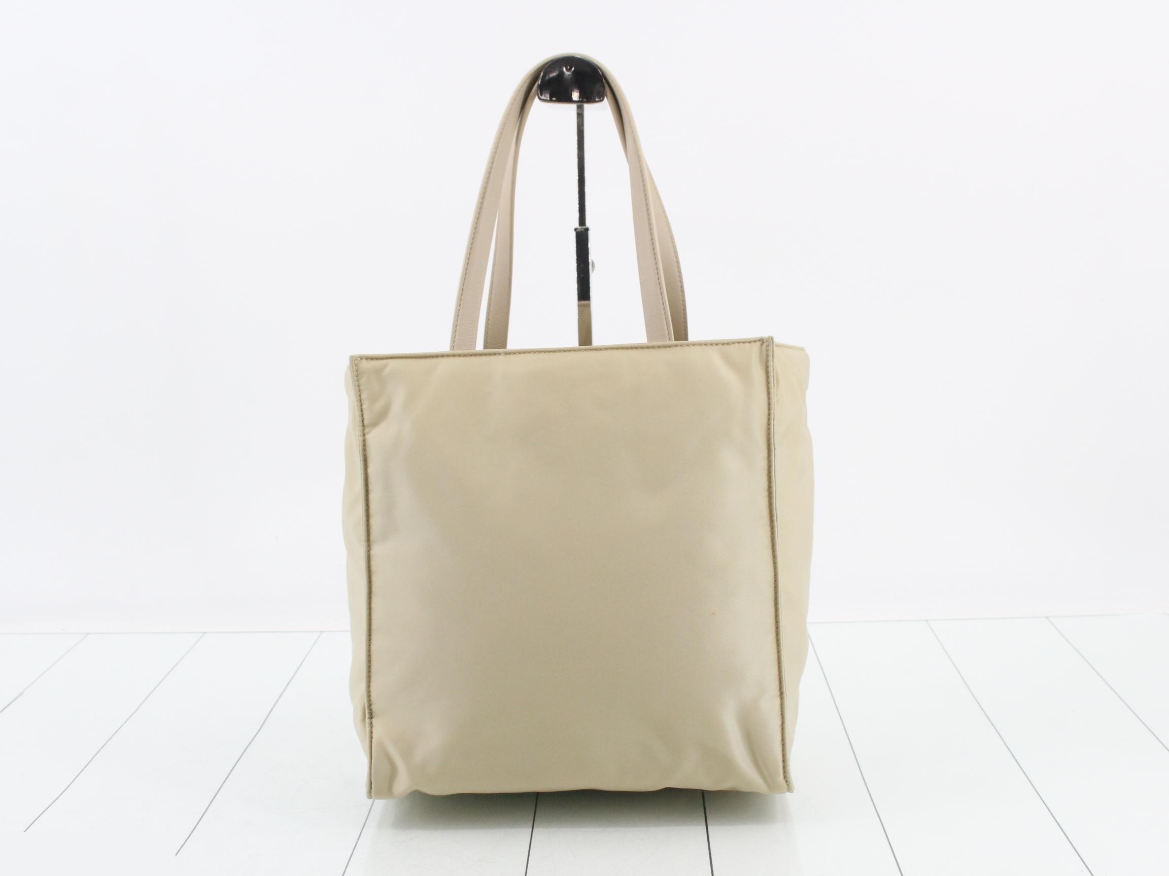 Tote bag, nylon, triangular logo, beige — view 2