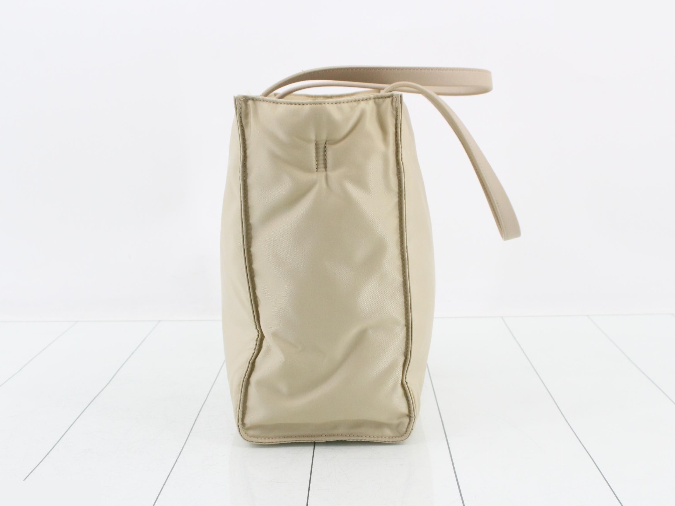 Tote bag, nylon, triangular logo, beige — view 3