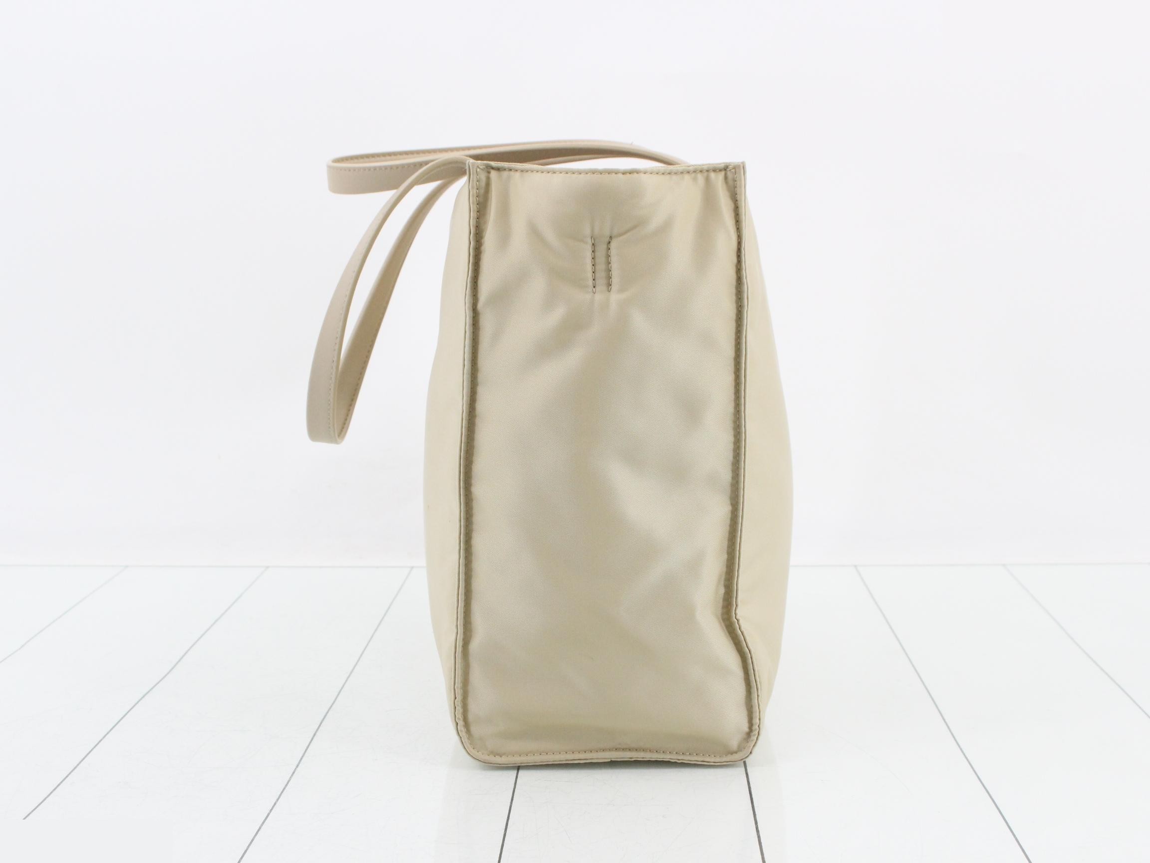 Tote bag, nylon, triangular logo, beige — view 4