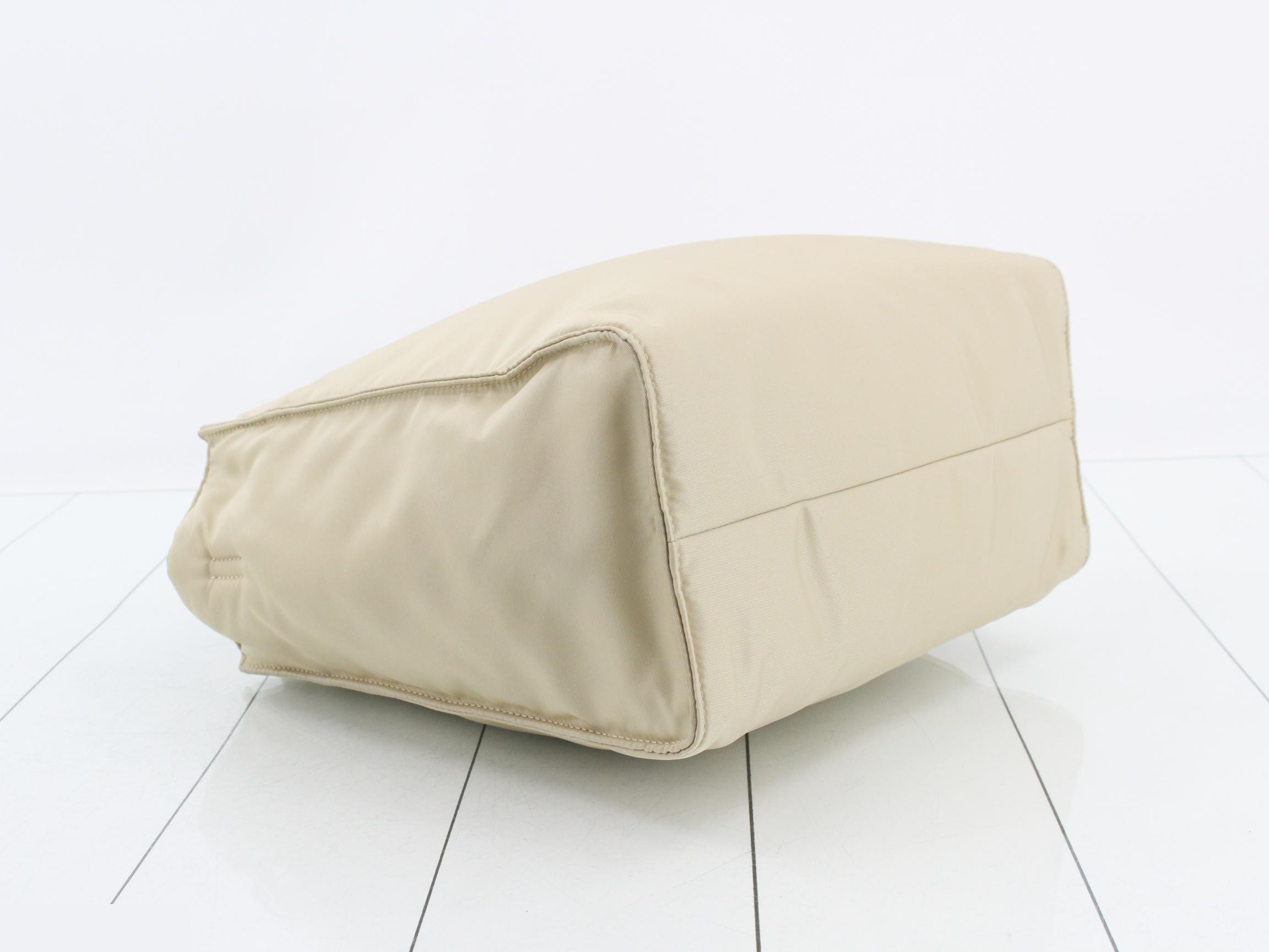 Tote bag, nylon, triangular logo, beige — view 5