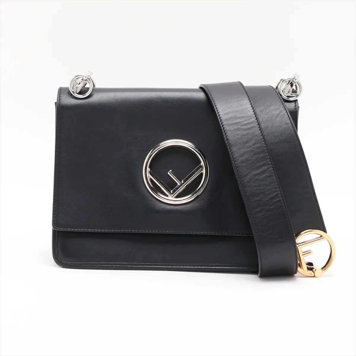 Kanai F Leather 2-Way Shoulder Bag, Black
