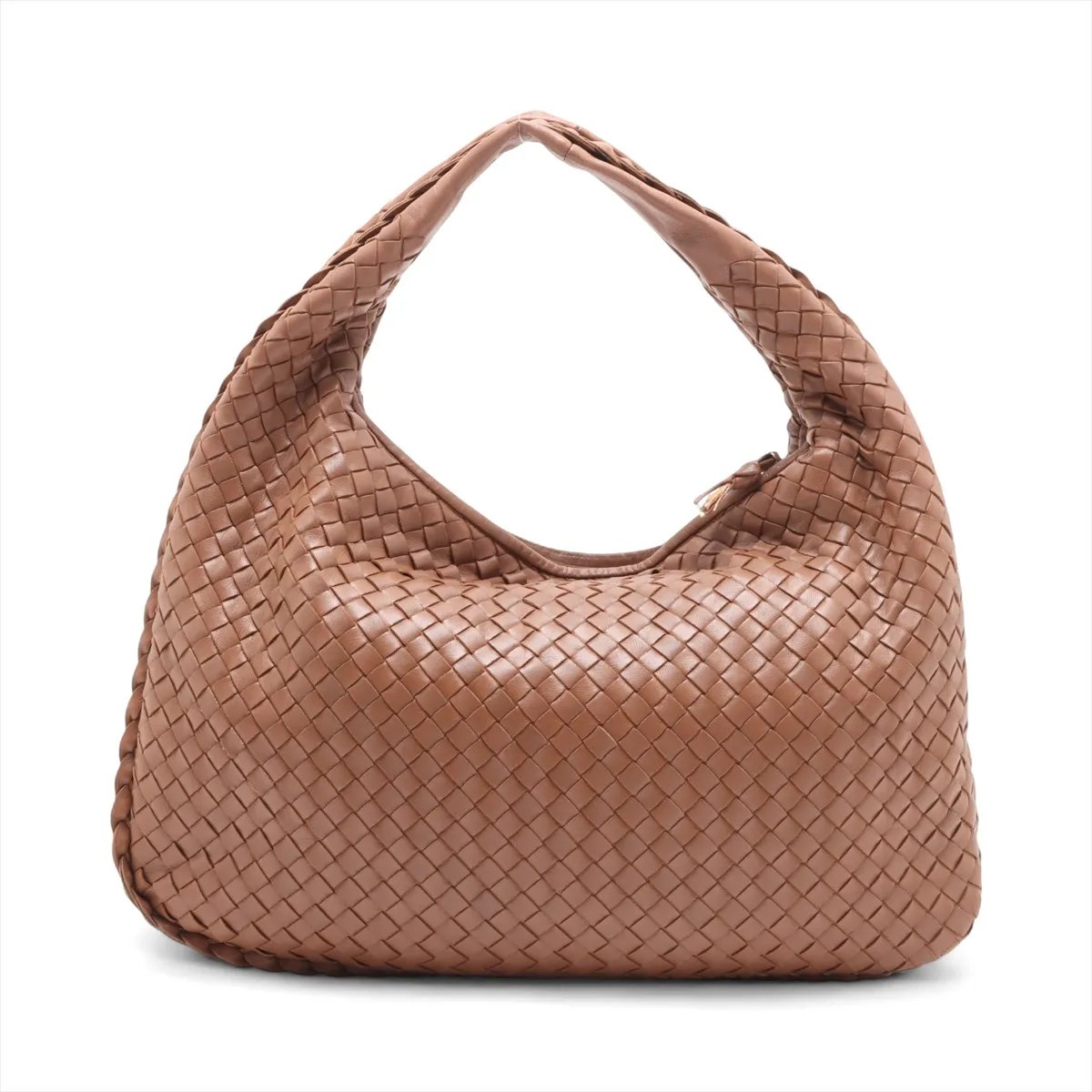 Intrecciato Hobo Leather Shoulder Bag Brown 115653 — view 2