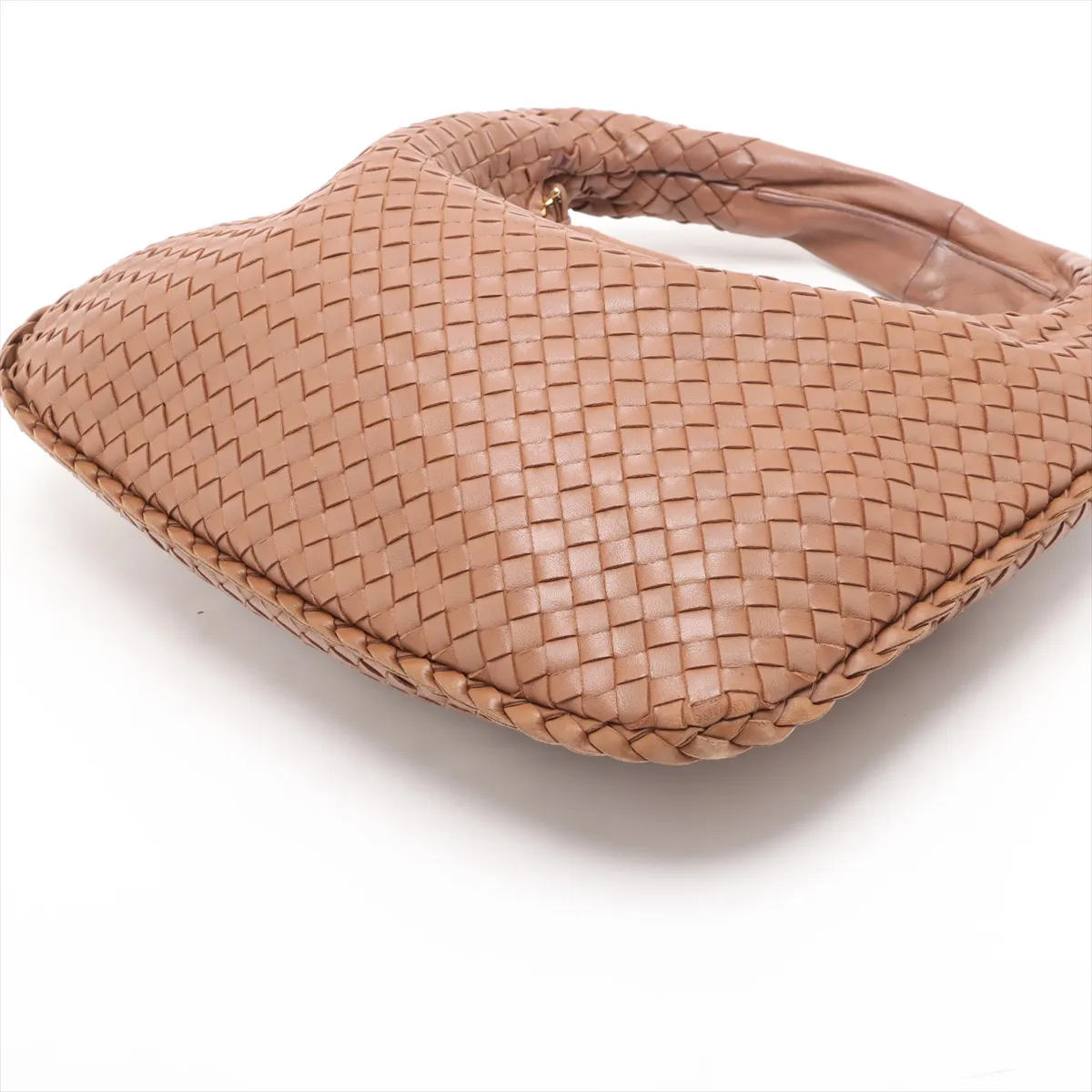 Intrecciato Hobo Leather Shoulder Bag Brown 115653 — view 3