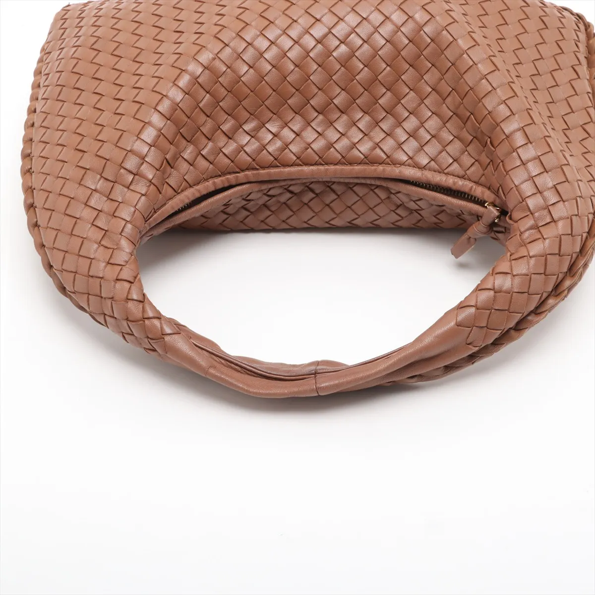 Intrecciato Hobo Leather Shoulder Bag Brown 115653 — view 5