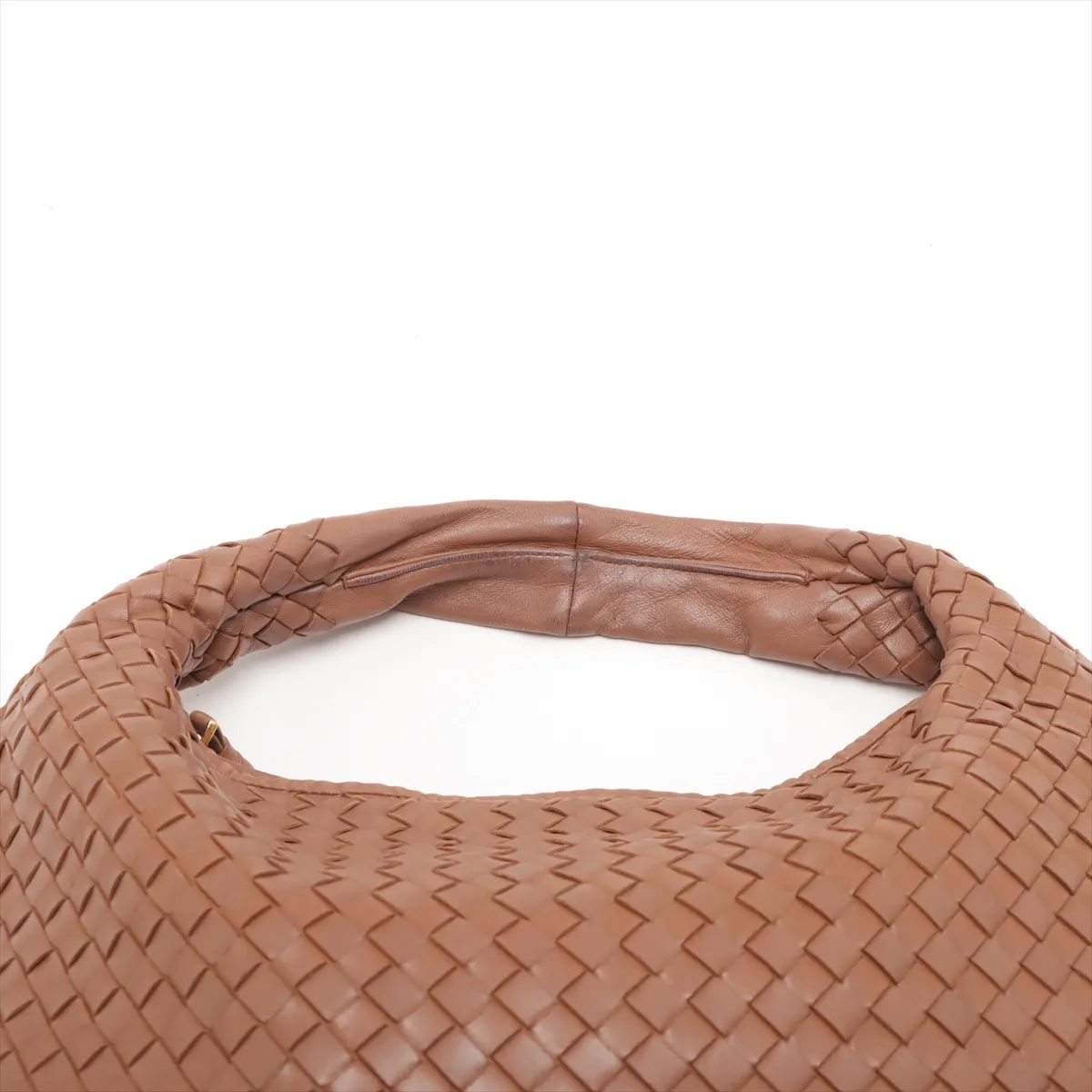 Intrecciato Hobo Leather Shoulder Bag Brown 115653 — view 6