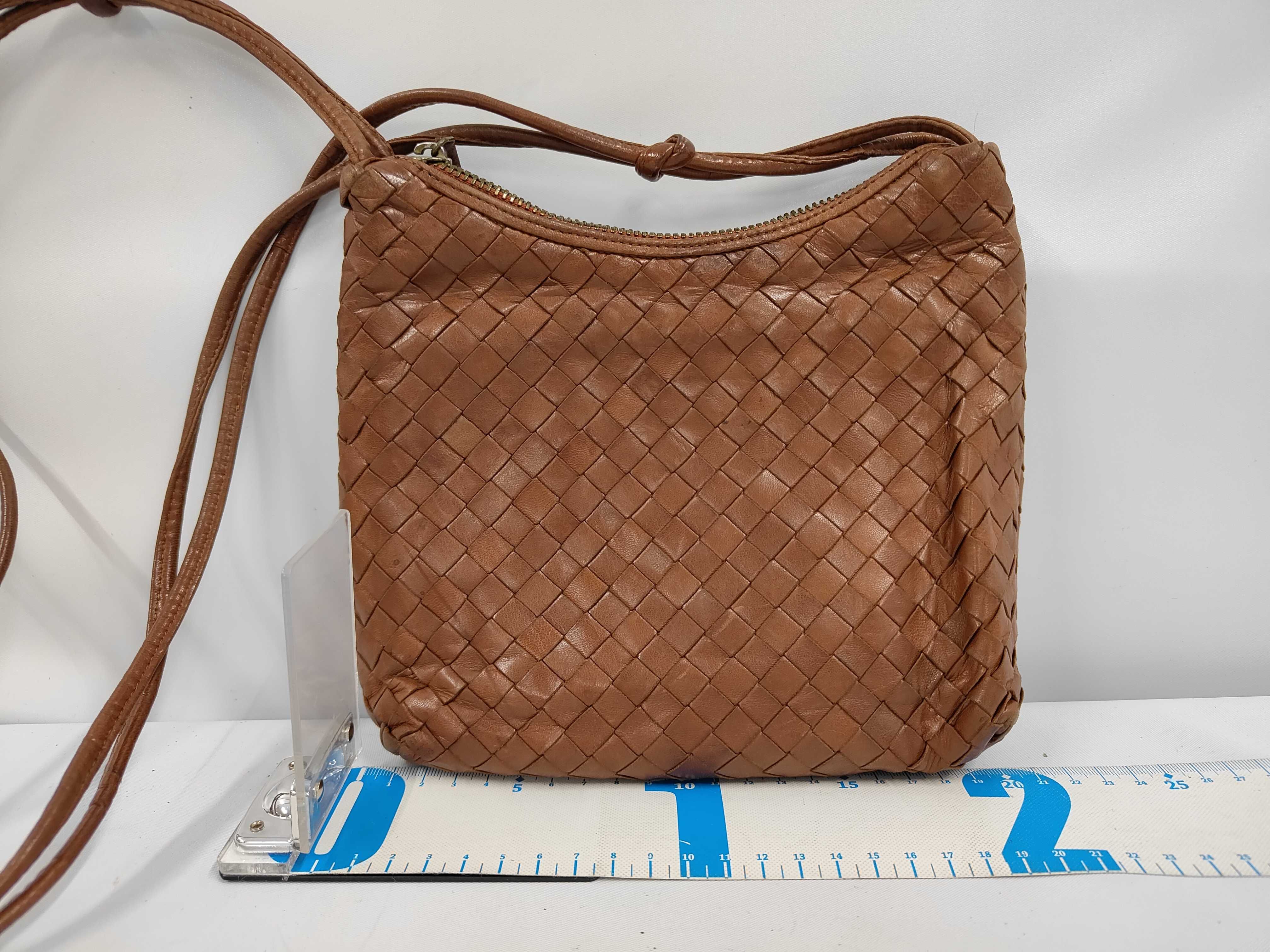 Leather Intrecciato Shoulder Bag — view 2