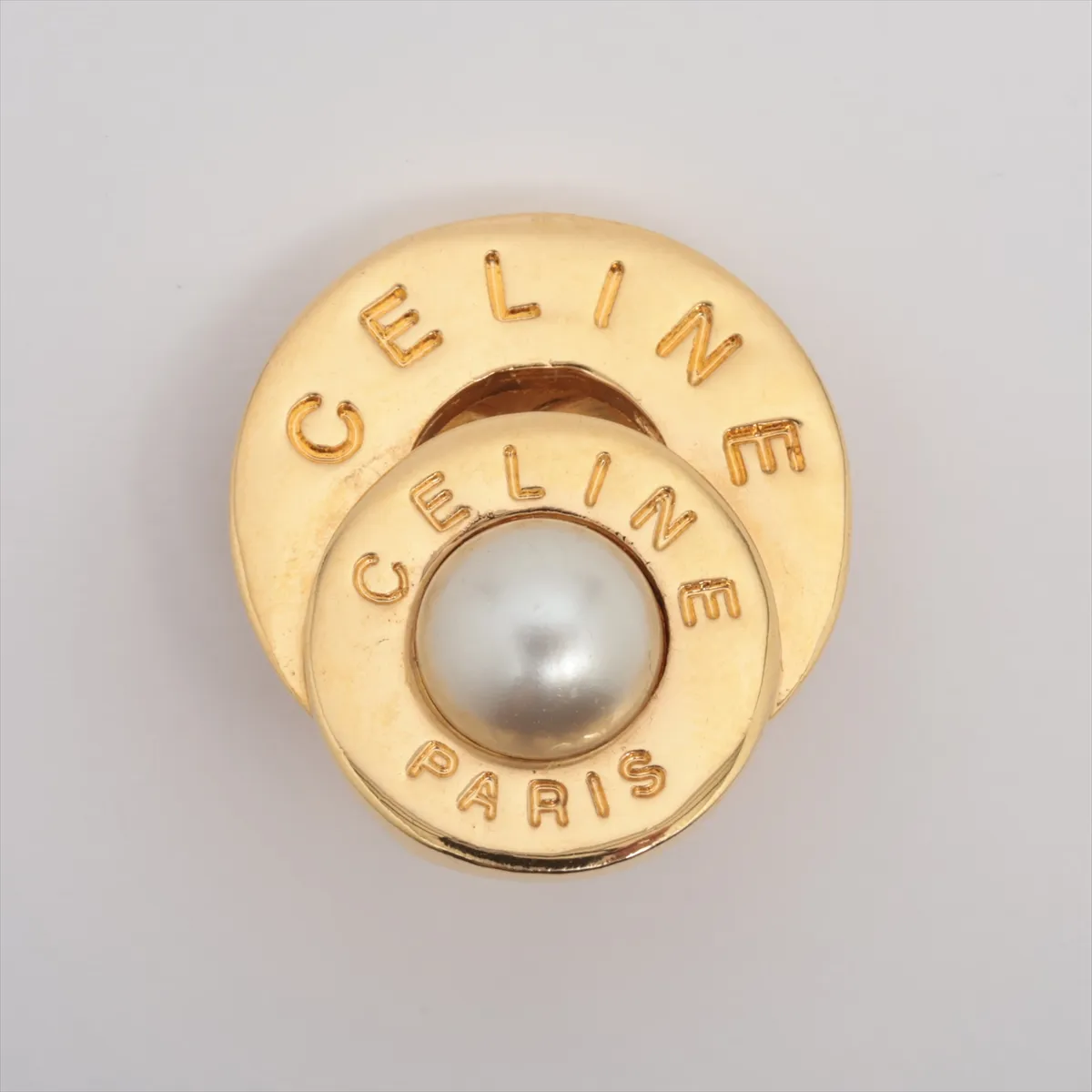 earrings (for both ears), GP x faux pearl, gold. Shows signs of wear, — view 5