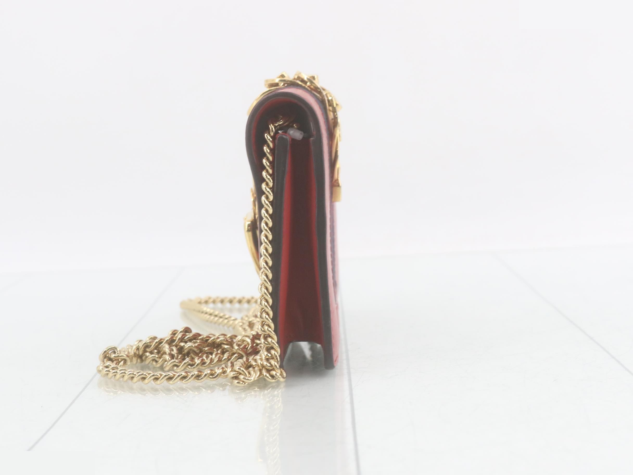 Sylvie Leather Chain Shoulder Bag, Red — view 3