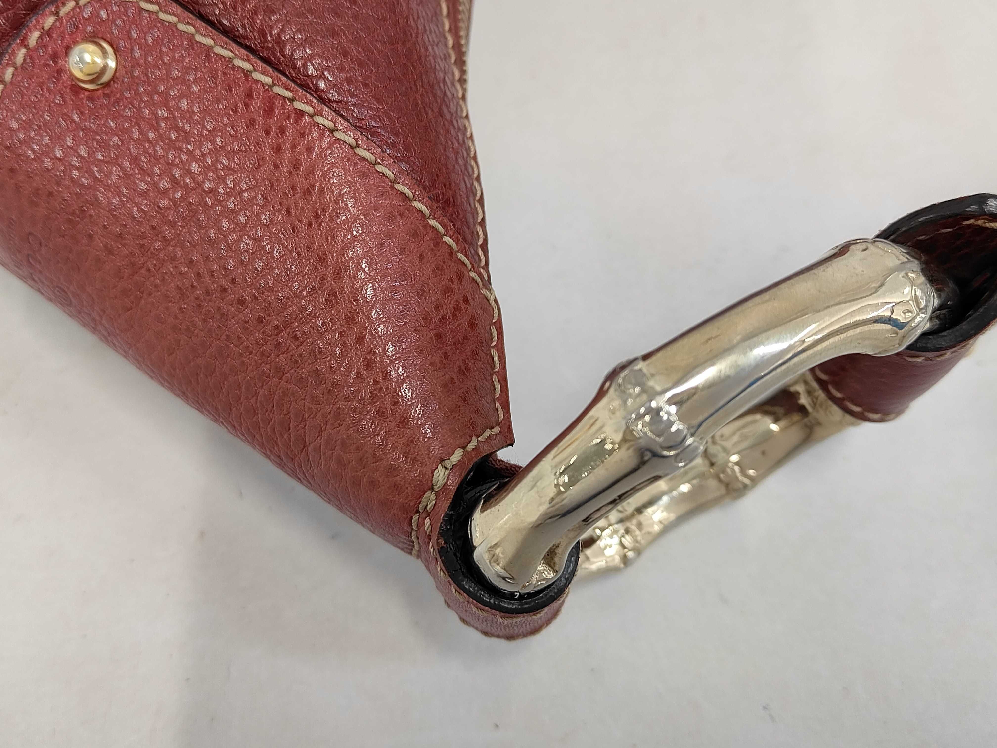 Red Leather Bamboo Moon Shoulder Bag (Handbag) — view 6
