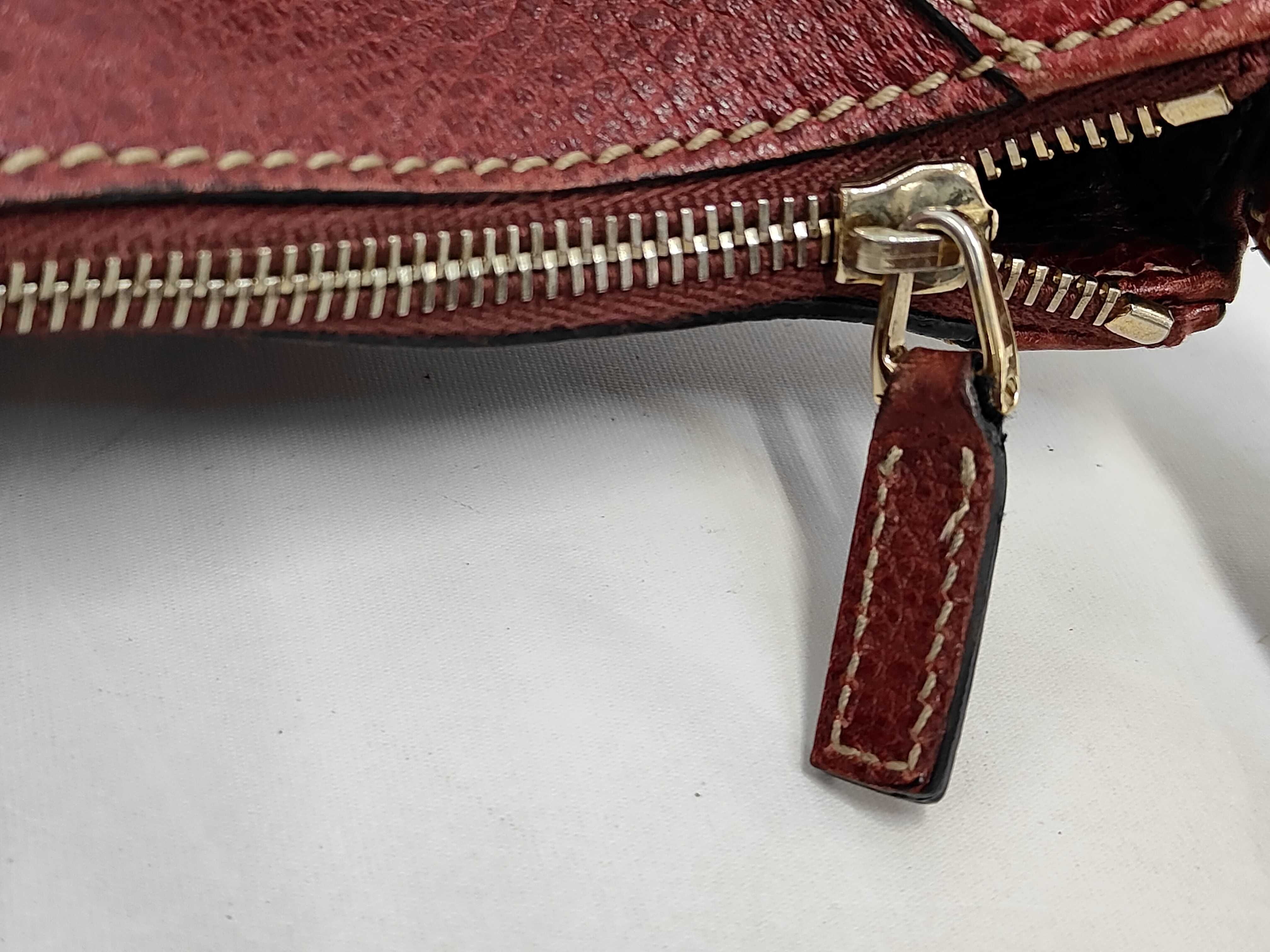 Red Leather Bamboo Moon Shoulder Bag (Handbag) — view 7