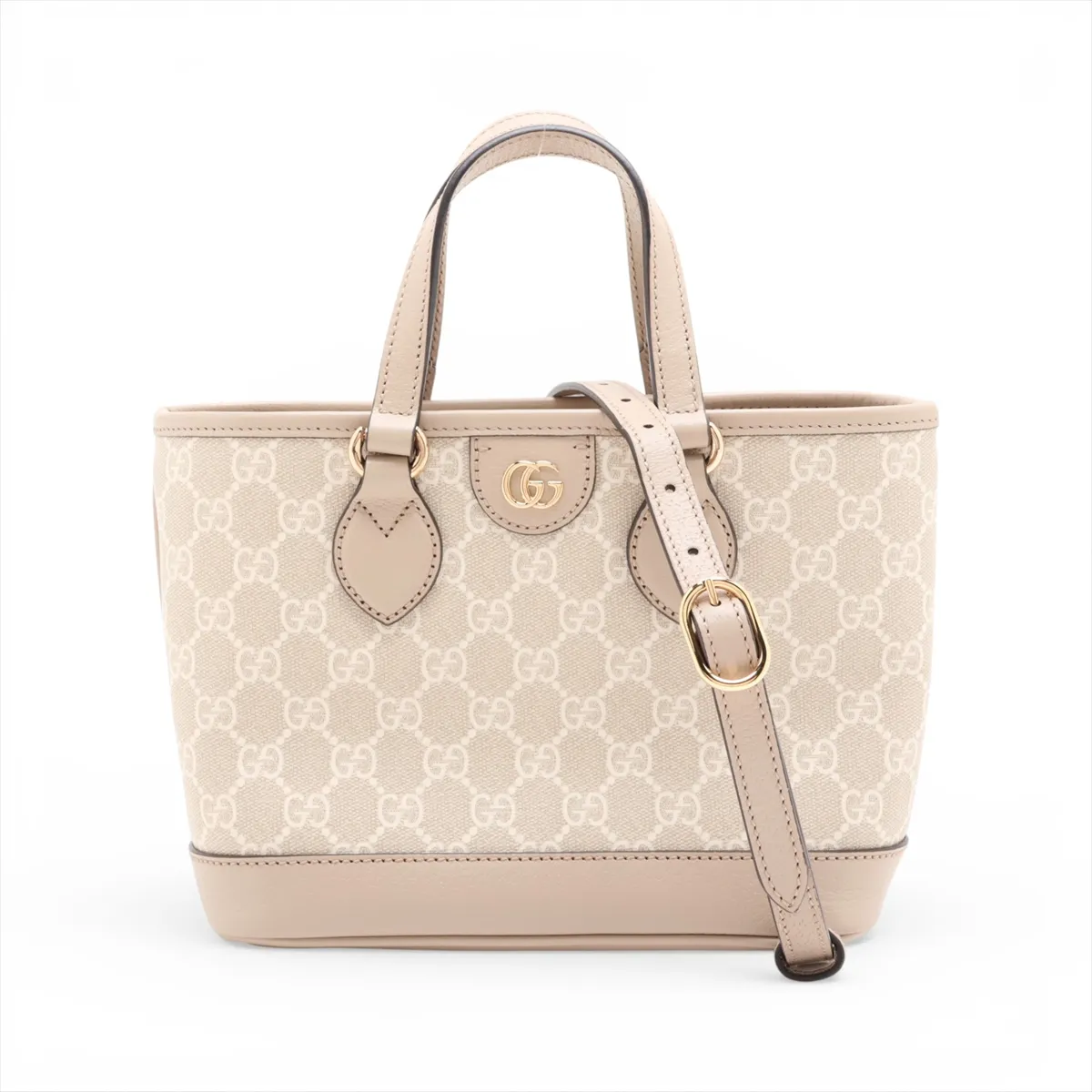 GG Supreme PVC x Leather 2-Way Handbag, Beige, 811716