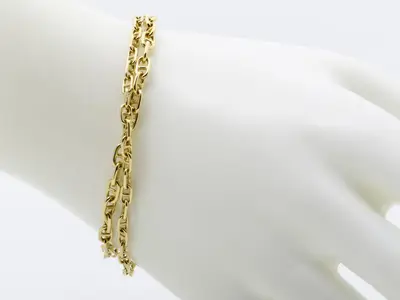 Double Chain Diamond Chaine d'Ancre K18YG Bracelet
