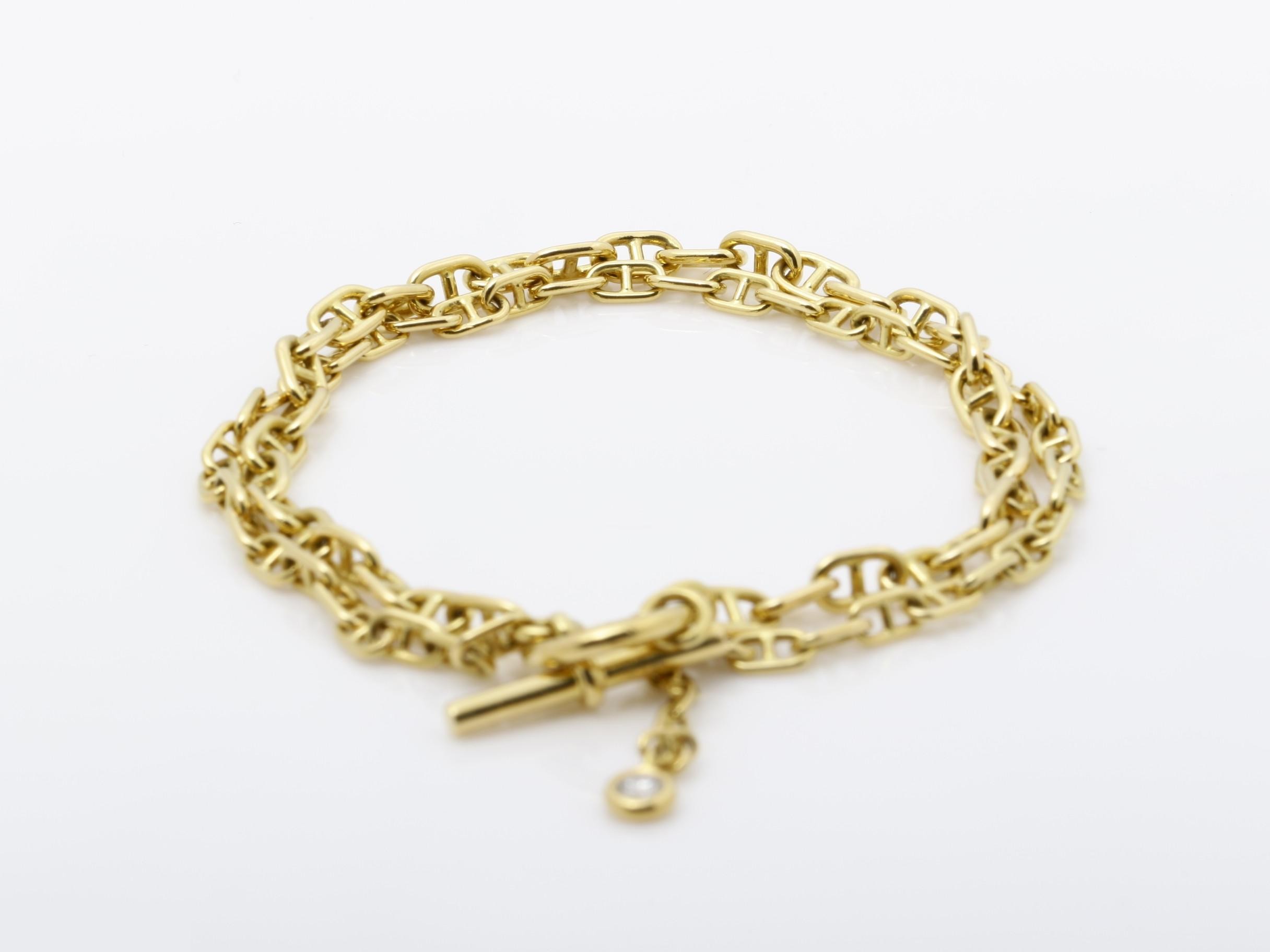 Double Chain Diamond Chaine d'Ancre K18YG Bracelet — view 4