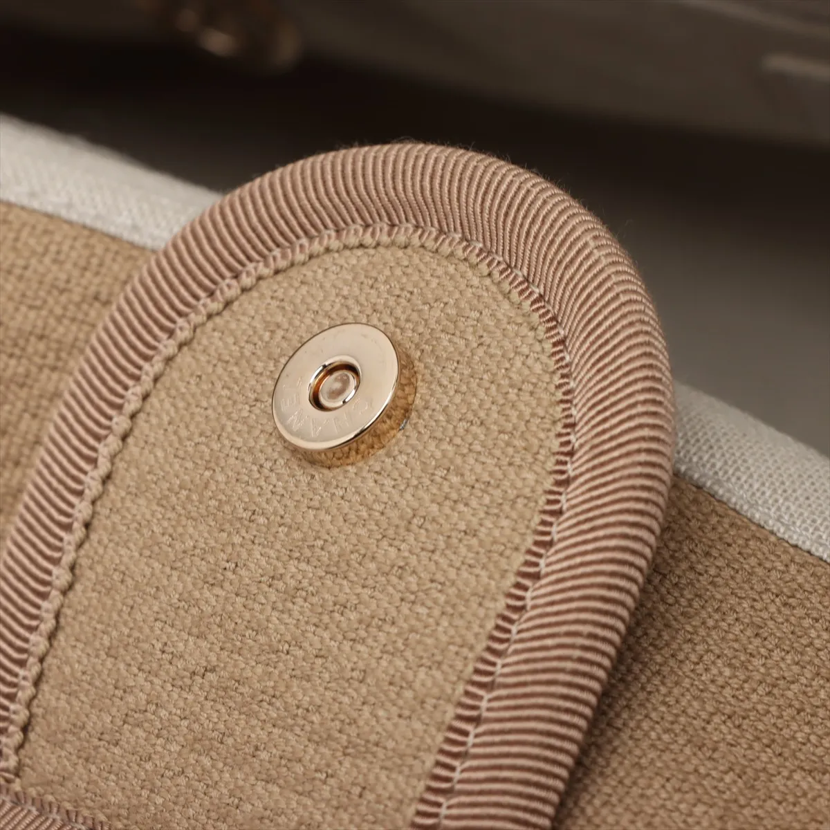 Deauville MM Canvas x Leather 2-Way Tote Bag, Beige, Gold Hardware, XCEEPAGJ, Random Plate — view 13
