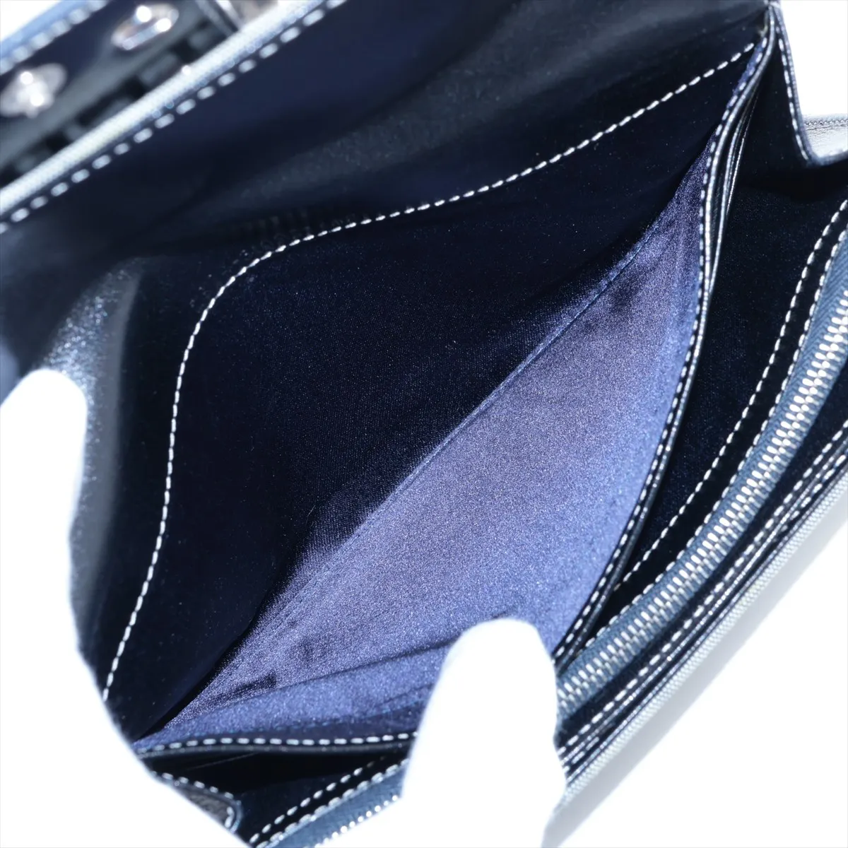 FF Zucca Canvas x Leather Long Wallet, Navy, 2804-31097-018 — view 5
