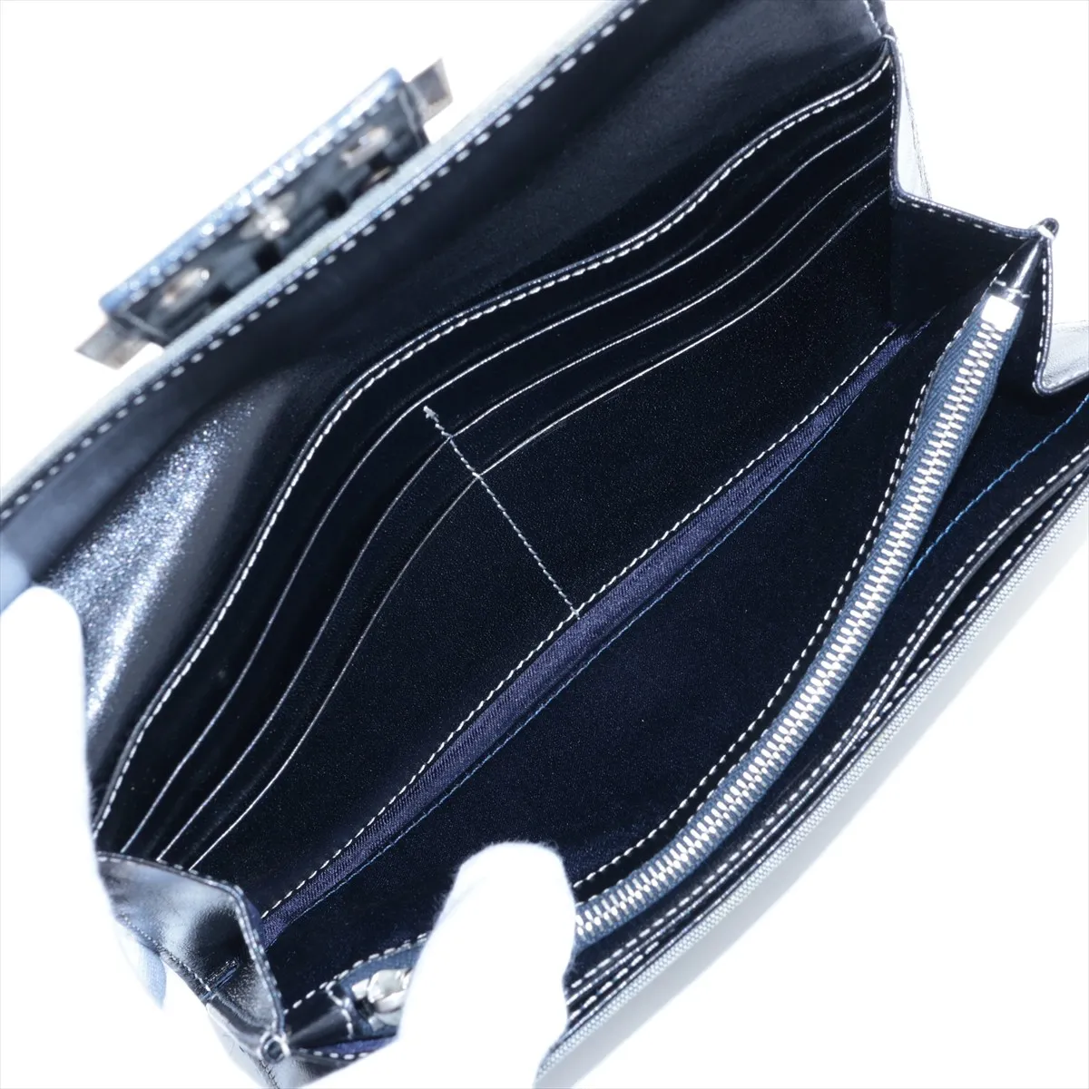 FF Zucca Canvas x Leather Long Wallet, Navy, 2804-31097-018 — view 6