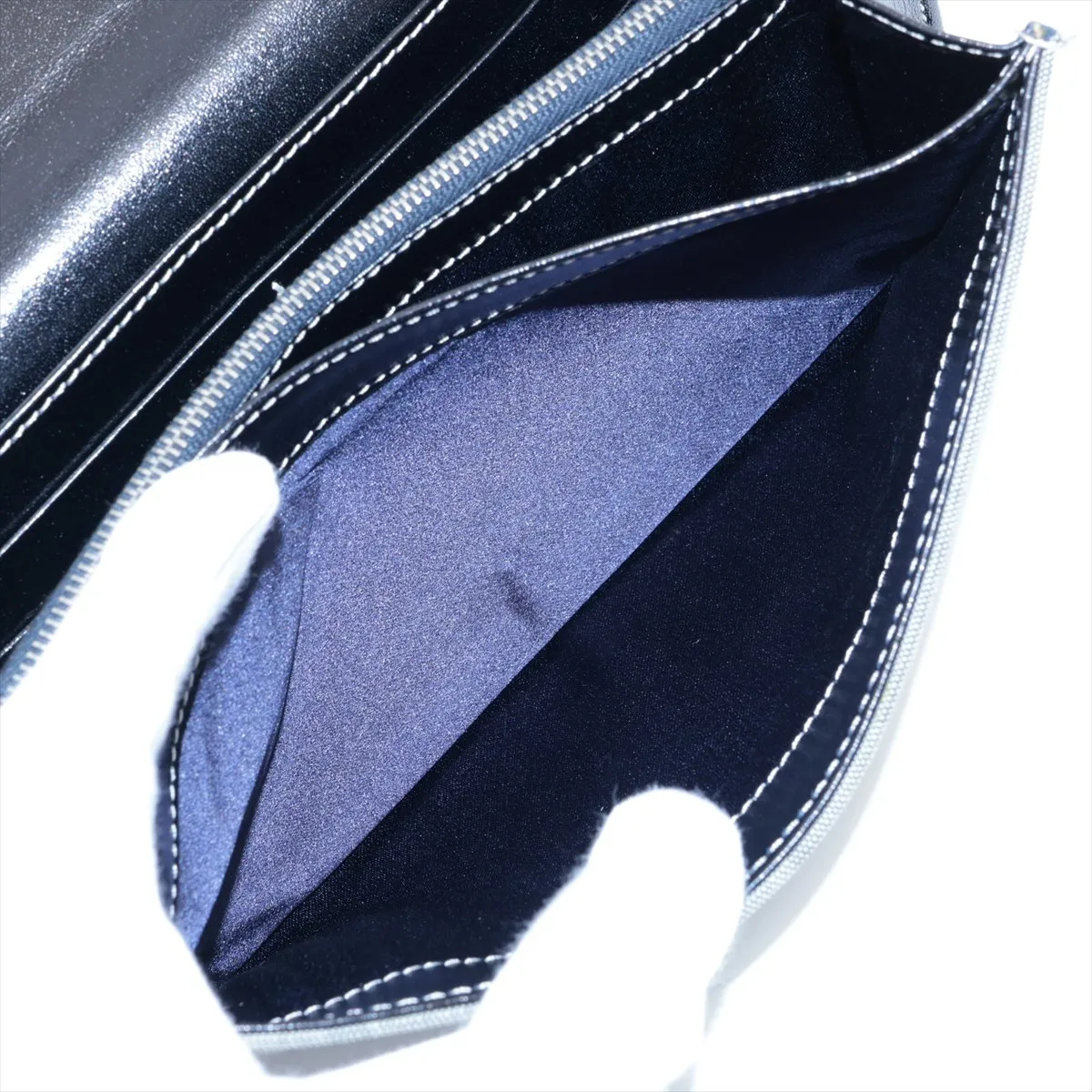 FF Zucca Canvas x Leather Long Wallet, Navy, 2804-31097-018 — view 8