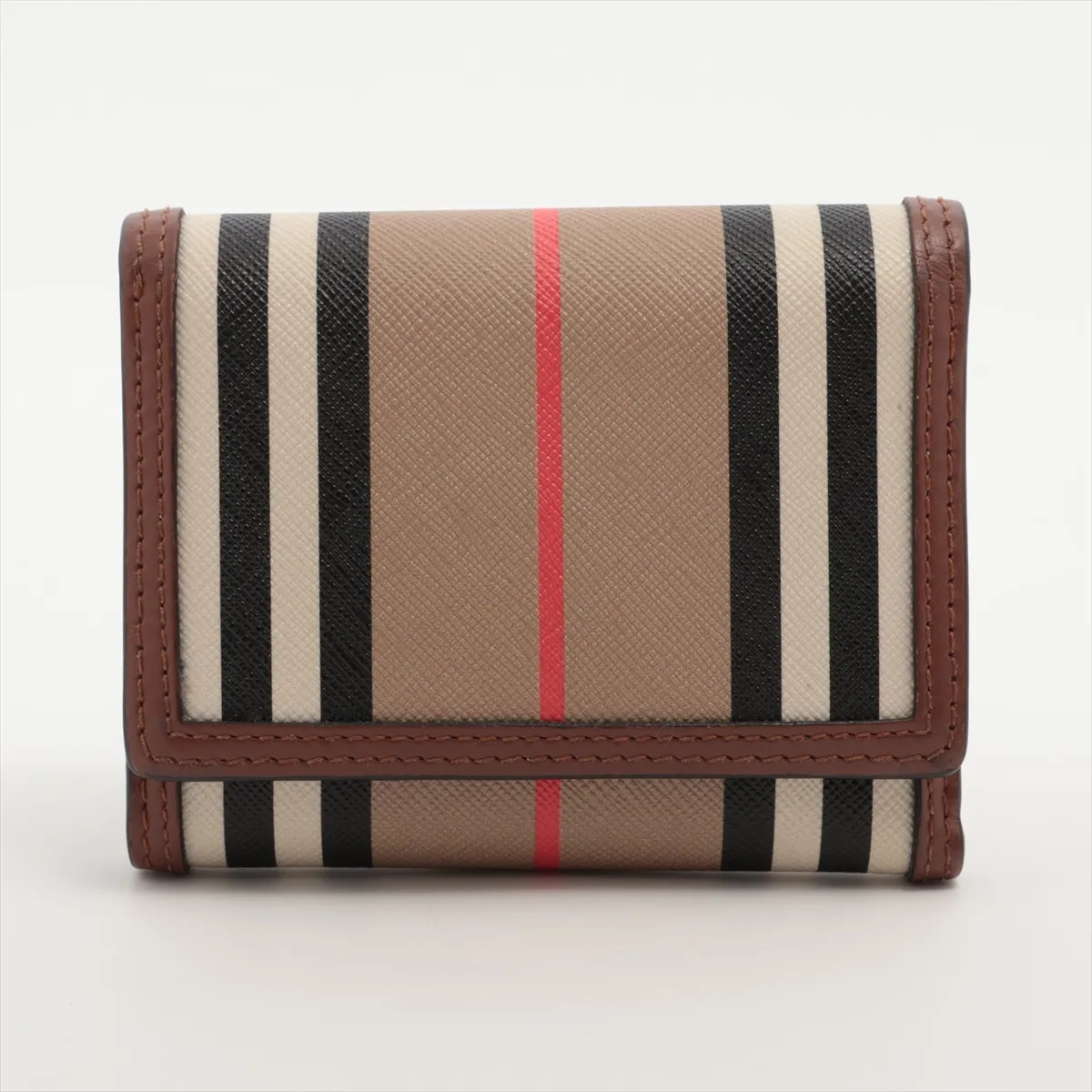 Nova Check PVC x Leather Compact Wallet Brown