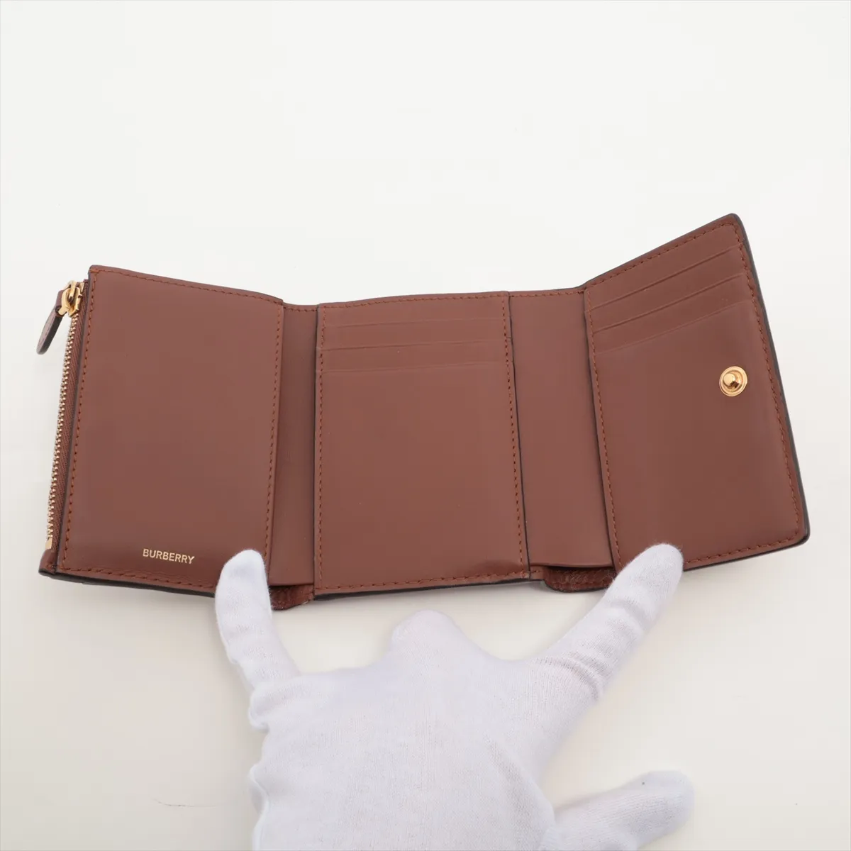 Nova Check PVC x Leather Compact Wallet Brown — view 4