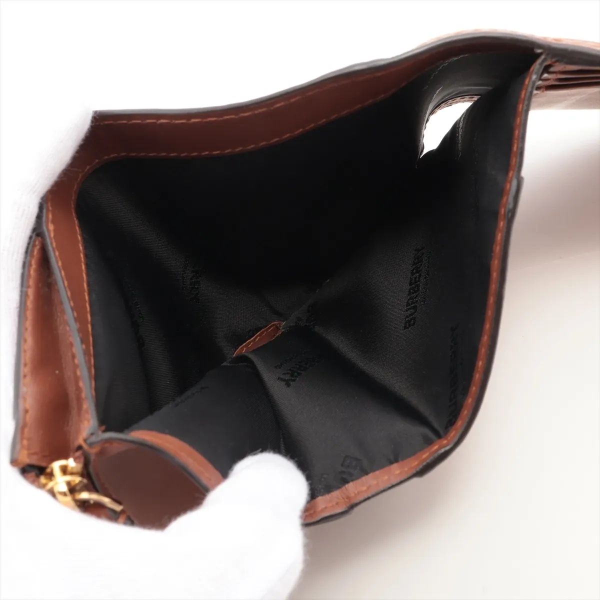 Nova Check PVC x Leather Compact Wallet Brown — view 5