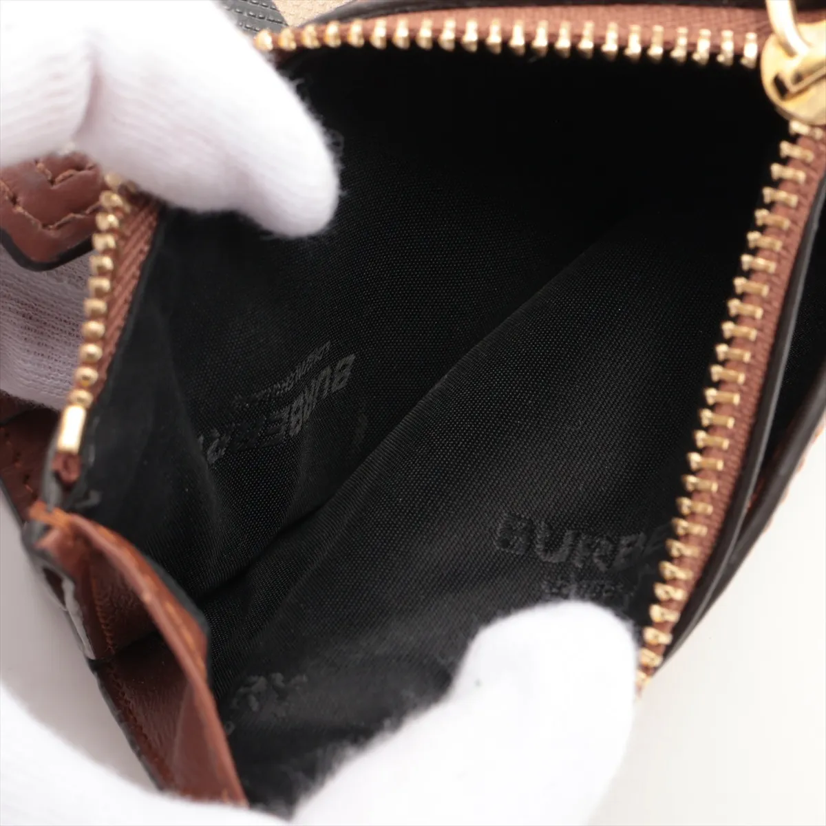 Nova Check PVC x Leather Compact Wallet Brown — view 6