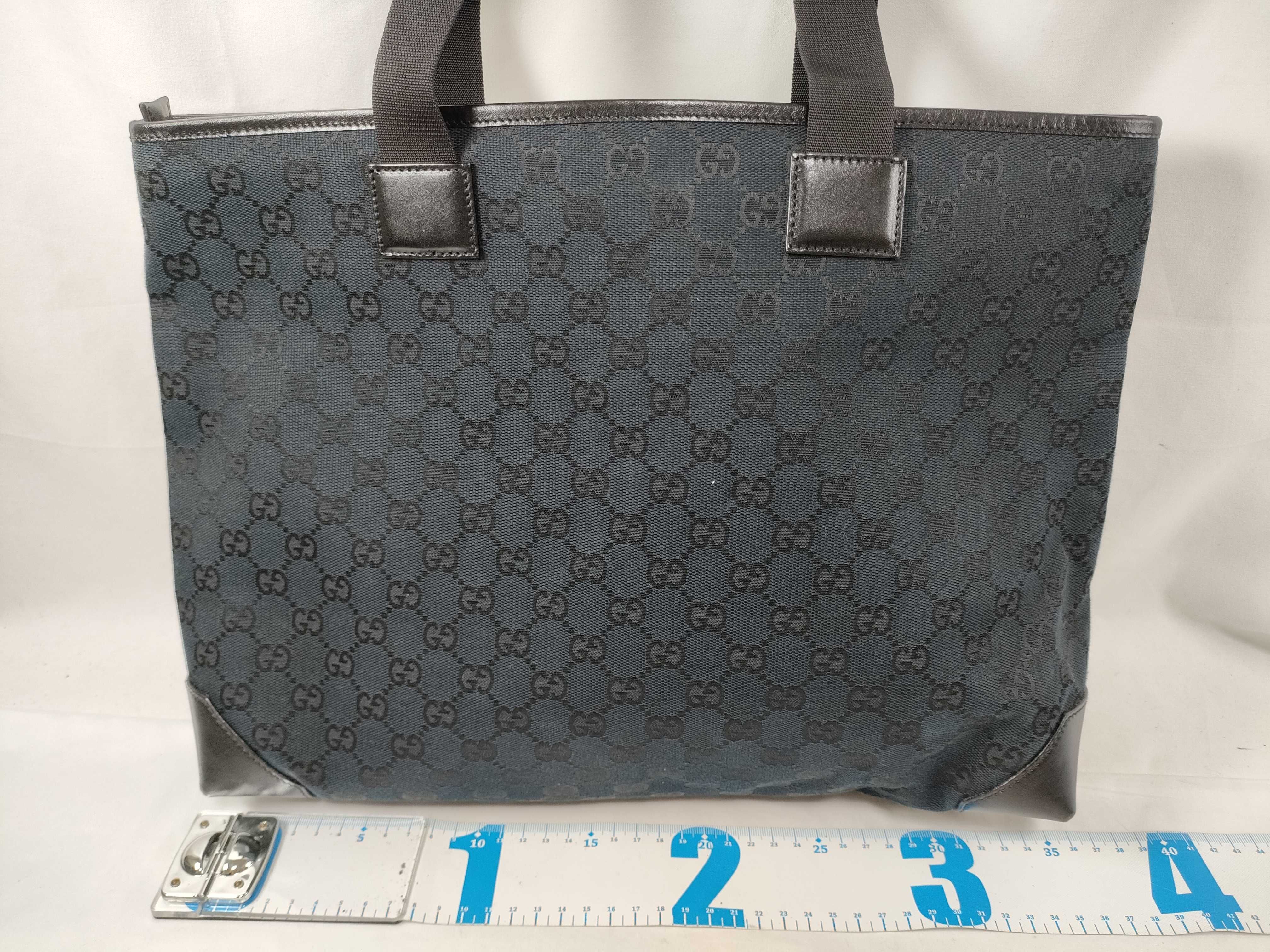 Black GG Canvas Leather Tote Bag — view 2