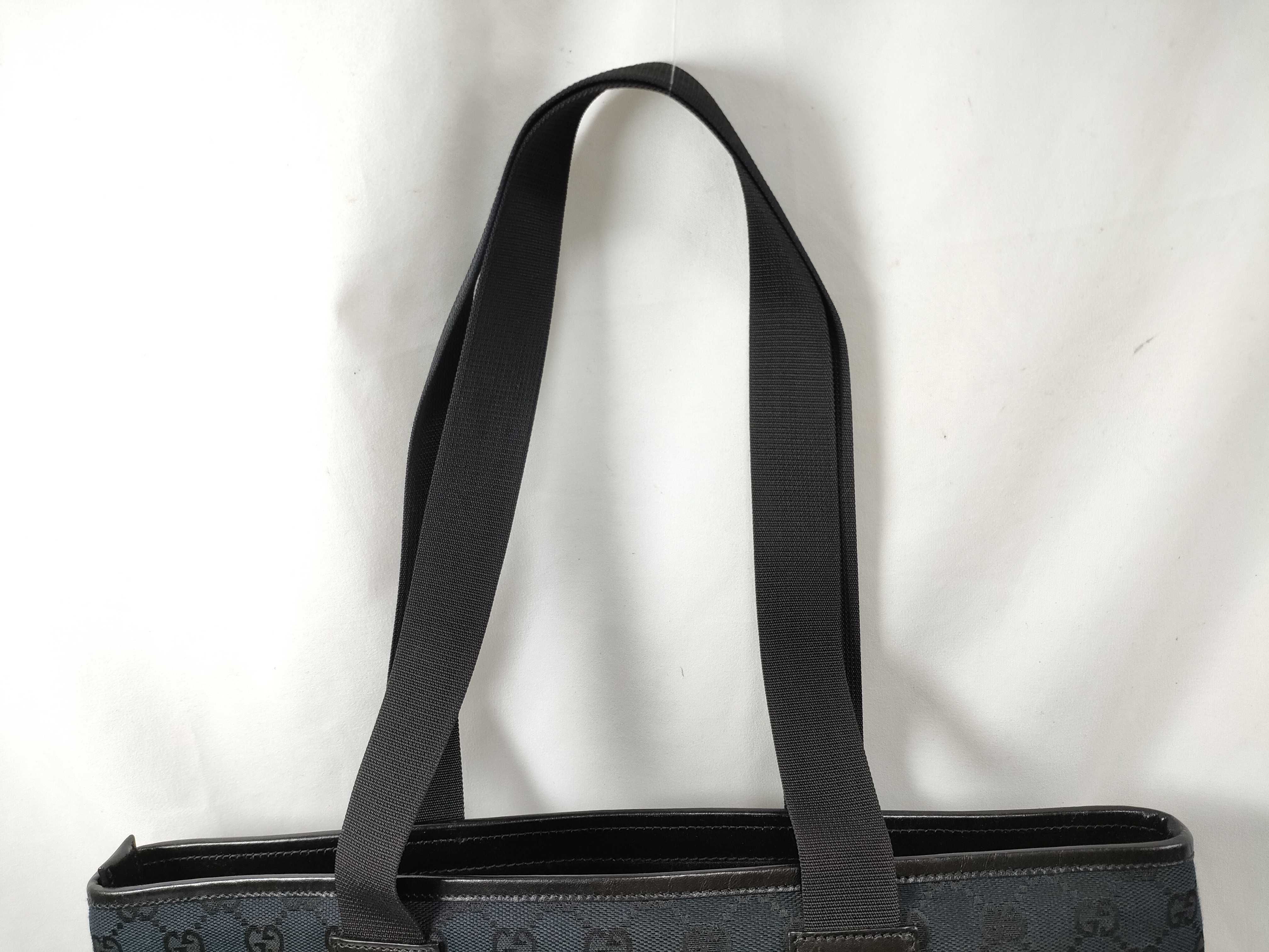 Black GG Canvas Leather Tote Bag — view 3
