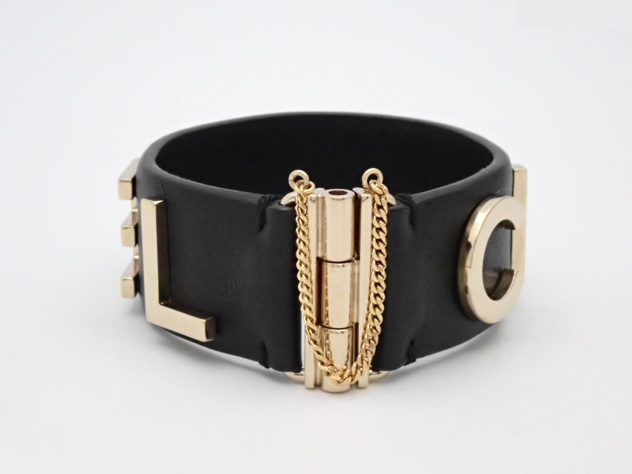 bangle B18B logo black x gold leather — view 2