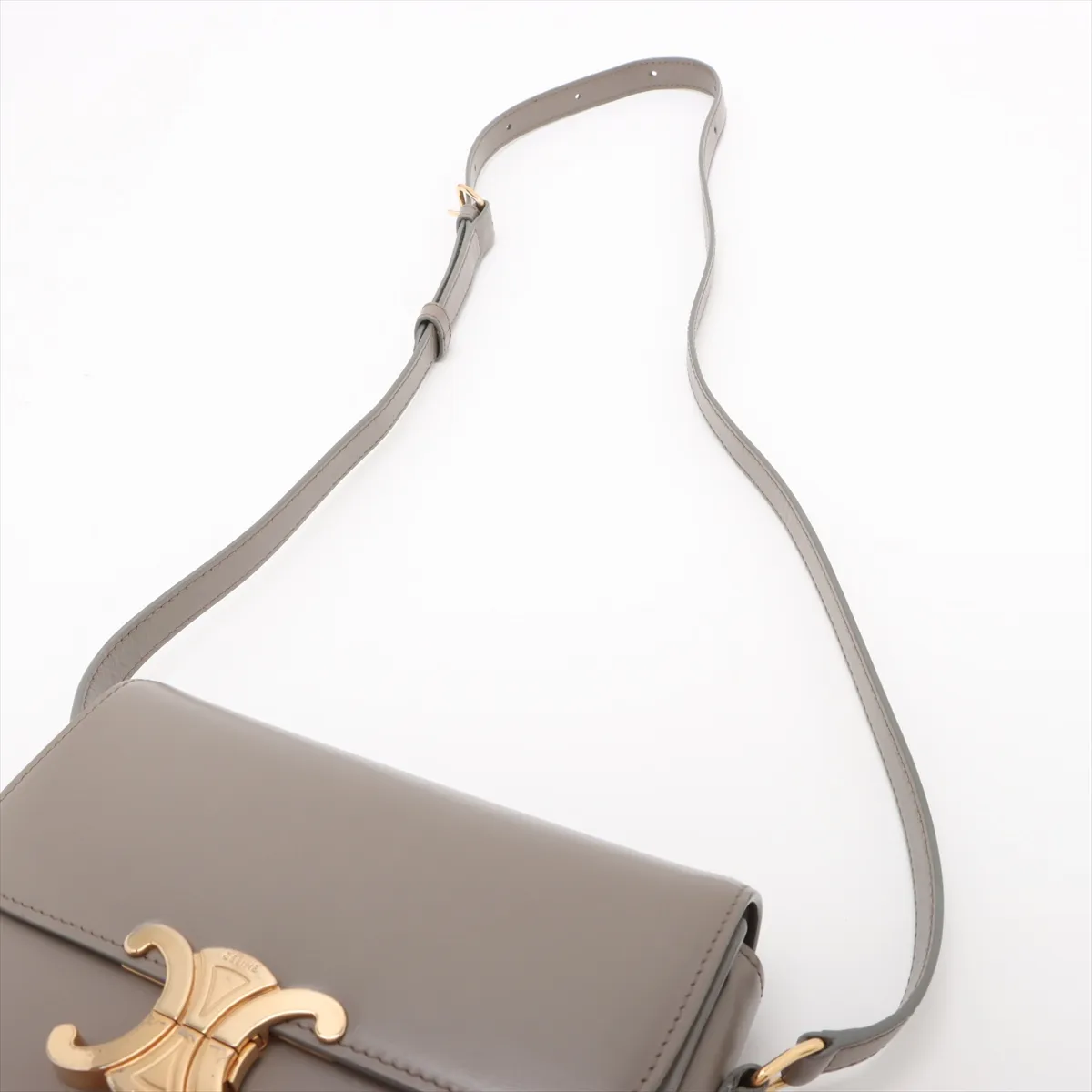 Triomphe Teen Leather Shoulder Bag Gray — view 5