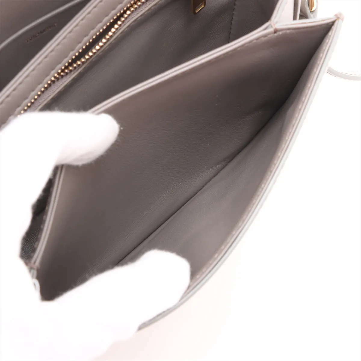 Triomphe Teen Leather Shoulder Bag Gray — view 8