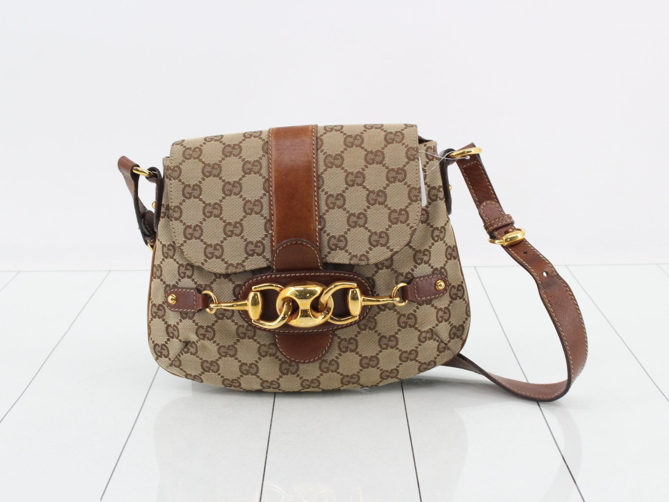 159301 GG Canvas Horsebit Shoulder Bag