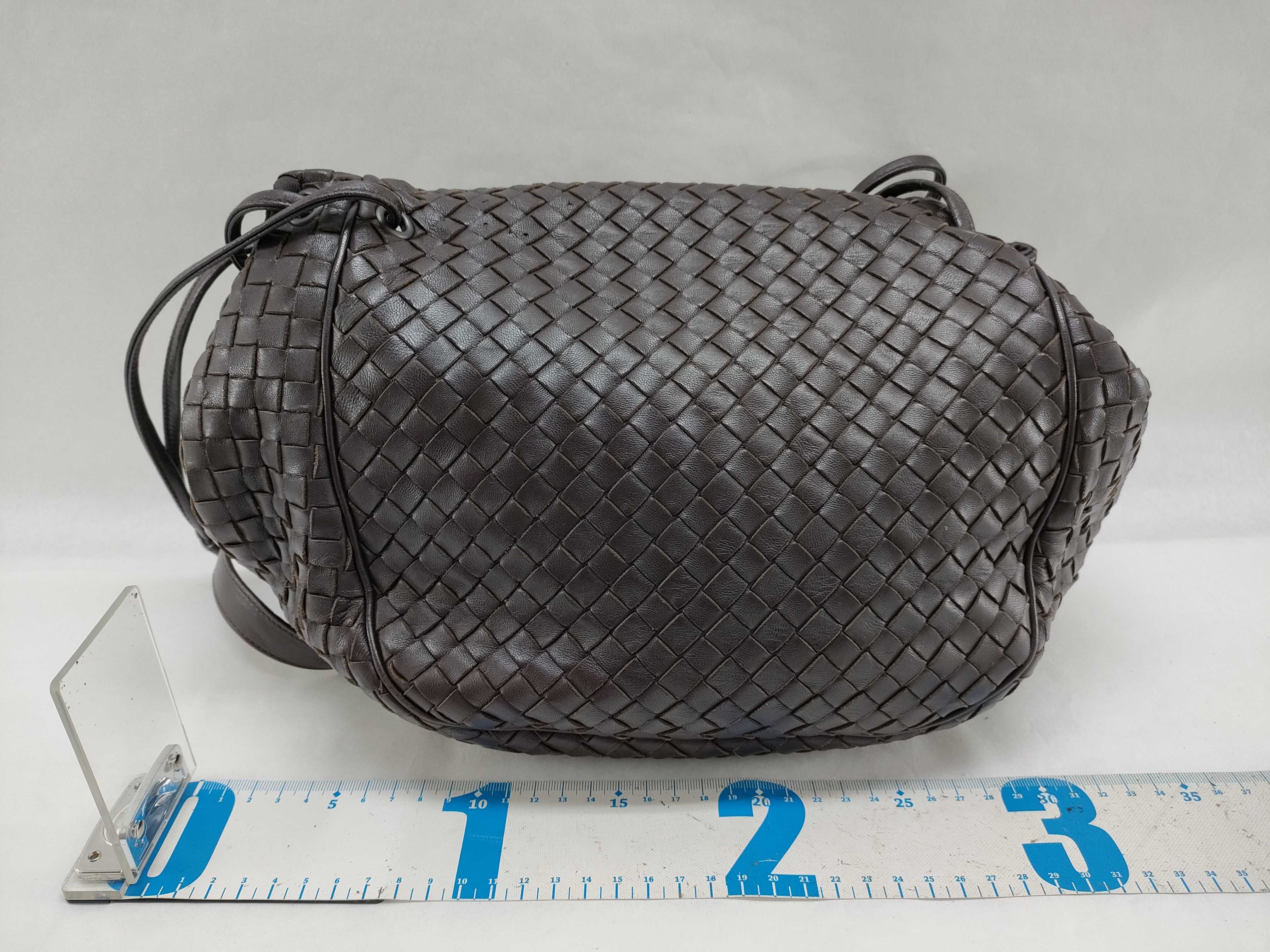Intrecciato Shoulder Bag, Brown — view 2