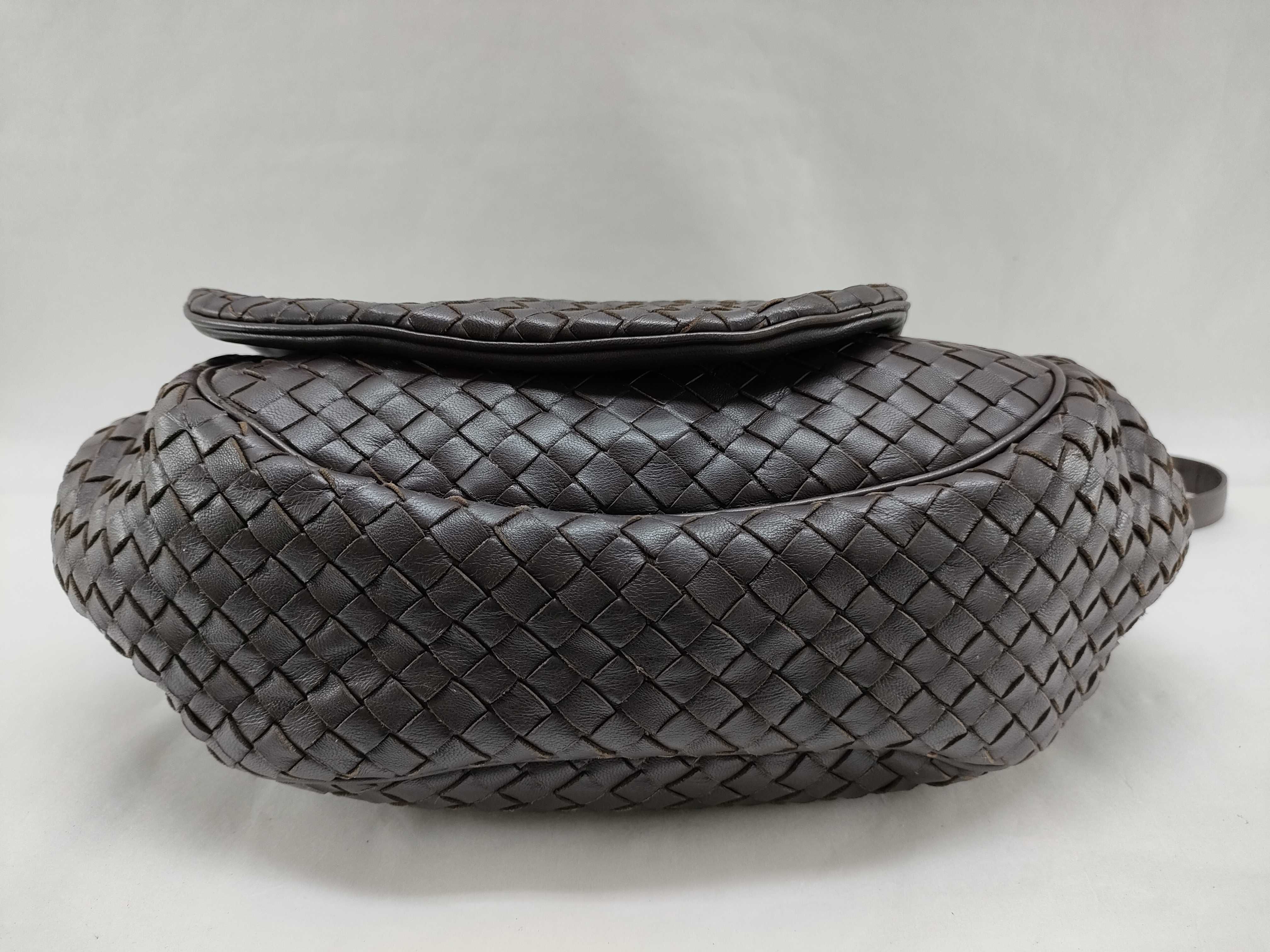 Intrecciato Shoulder Bag, Brown — view 7