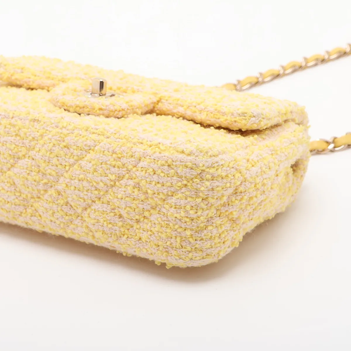 Mini Matelassé 20 Tweed Single Flap Single Chain Bag, Yellow, Gold Hardware, 31033136, Serial Number 31-series, A69900 — view 3