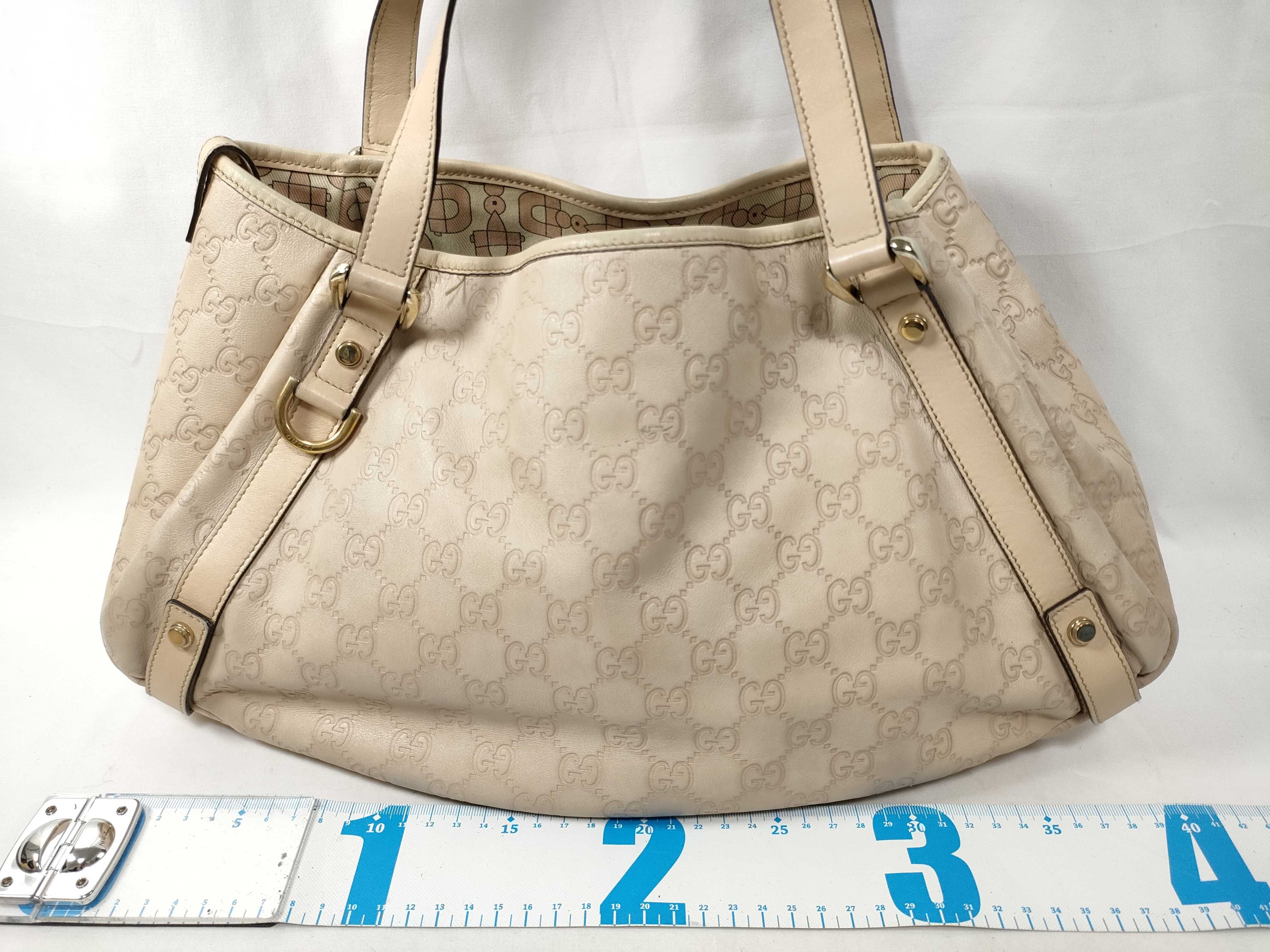 Guccissima Abbey Leather Tote Bag, Beige, 130736 (Handbag) — view 2