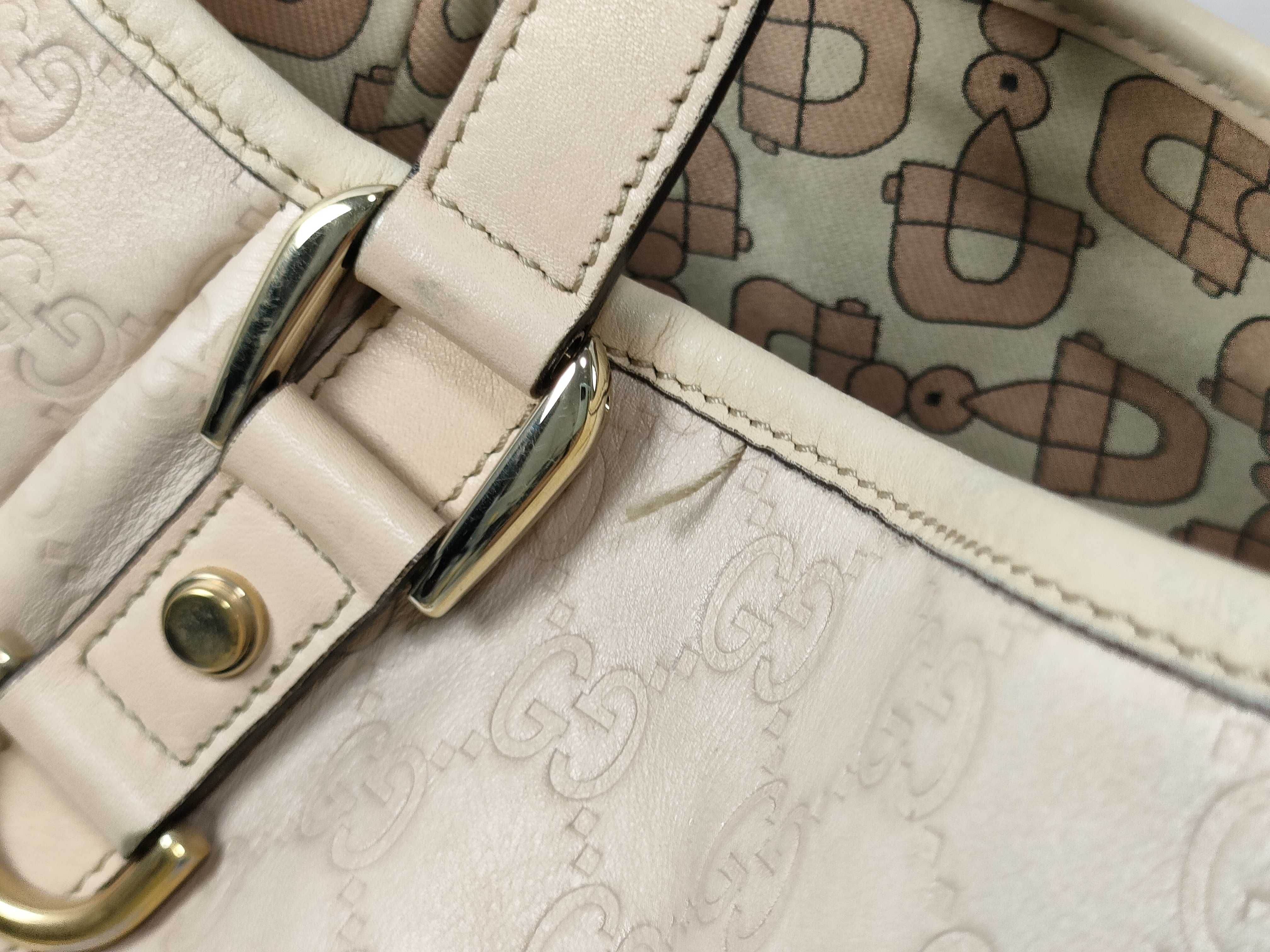 Guccissima Abbey Leather Tote Bag, Beige, 130736 (Handbag) — view 6