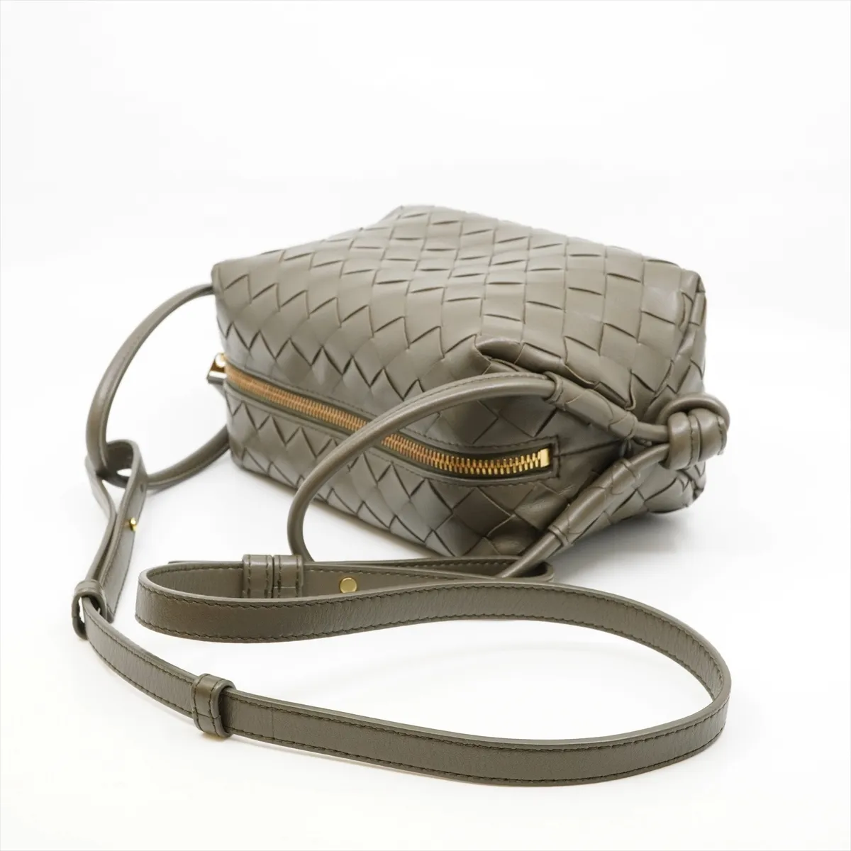 Intrecciato Loop Small Leather Body Bag, Green, R00893199T, Gold Hardware — view 5