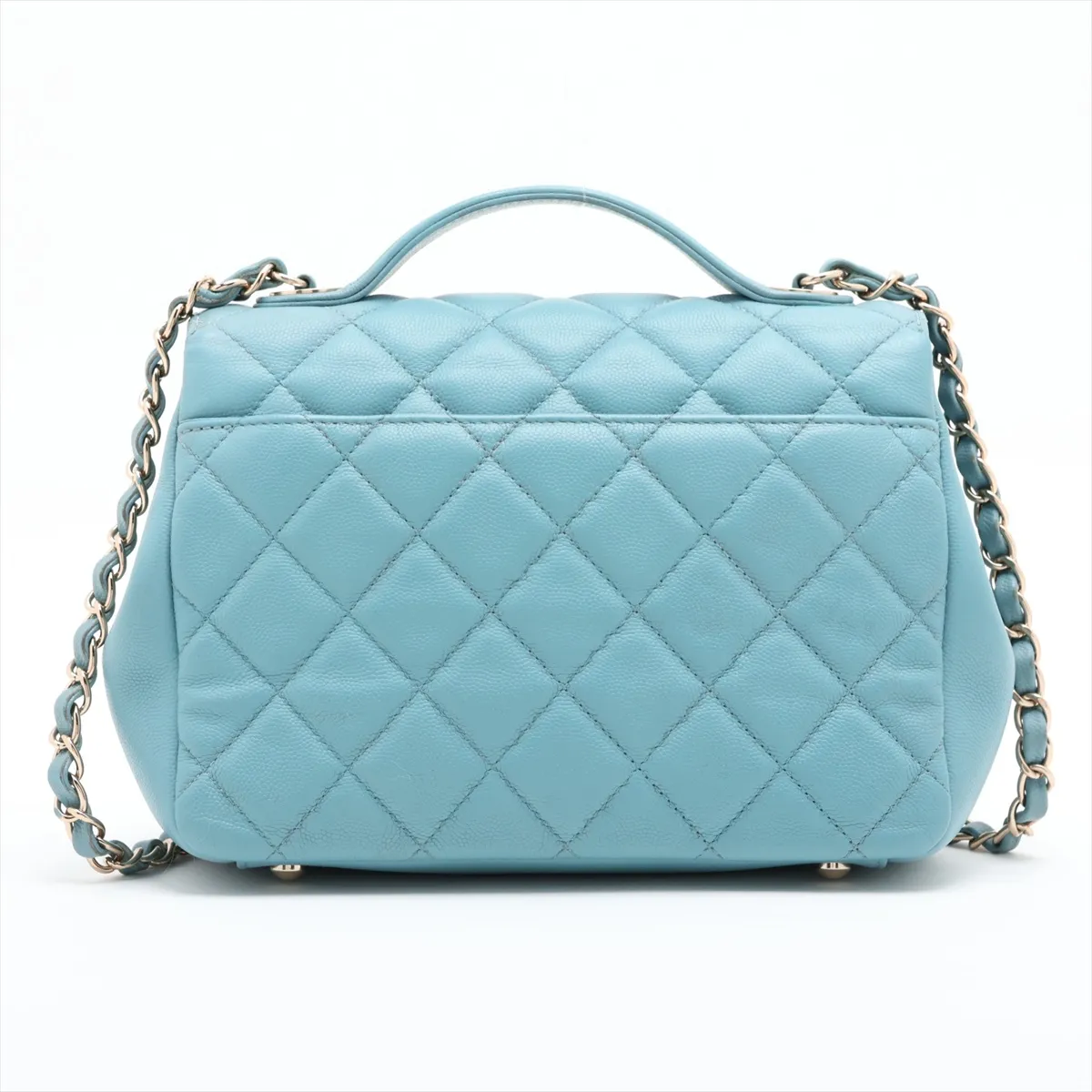 Business Affinity Caviar Skin 2-Way Shoulder Bag, Matelassé, Blue with Gold Hardware, 29684796, Serial Number 29 — view 2