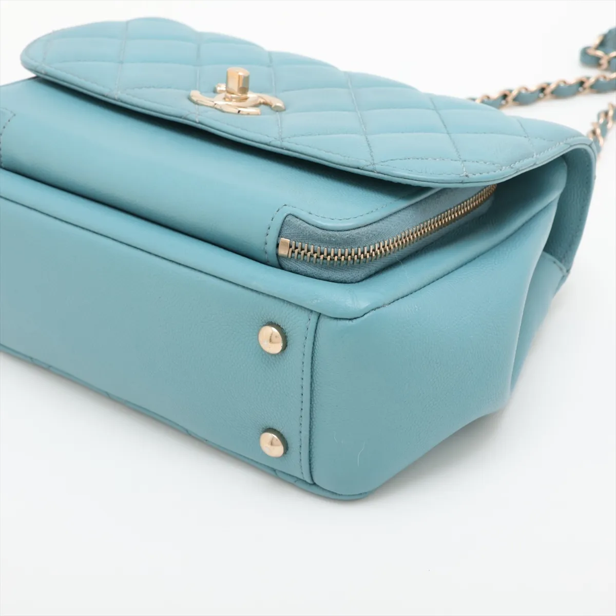 Business Affinity Caviar Skin 2-Way Shoulder Bag, Matelassé, Blue with Gold Hardware, 29684796, Serial Number 29 — view 3