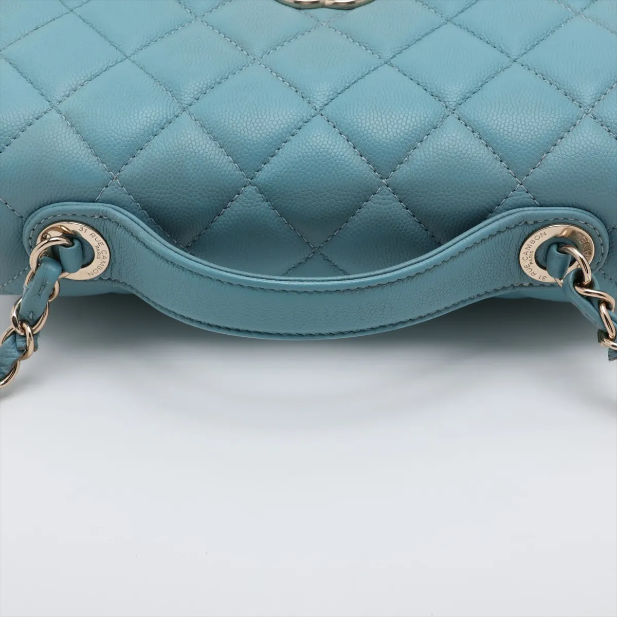 Business Affinity Caviar Skin 2-Way Shoulder Bag, Matelassé, Blue with Gold Hardware, 29684796, Serial Number 29 — view 5
