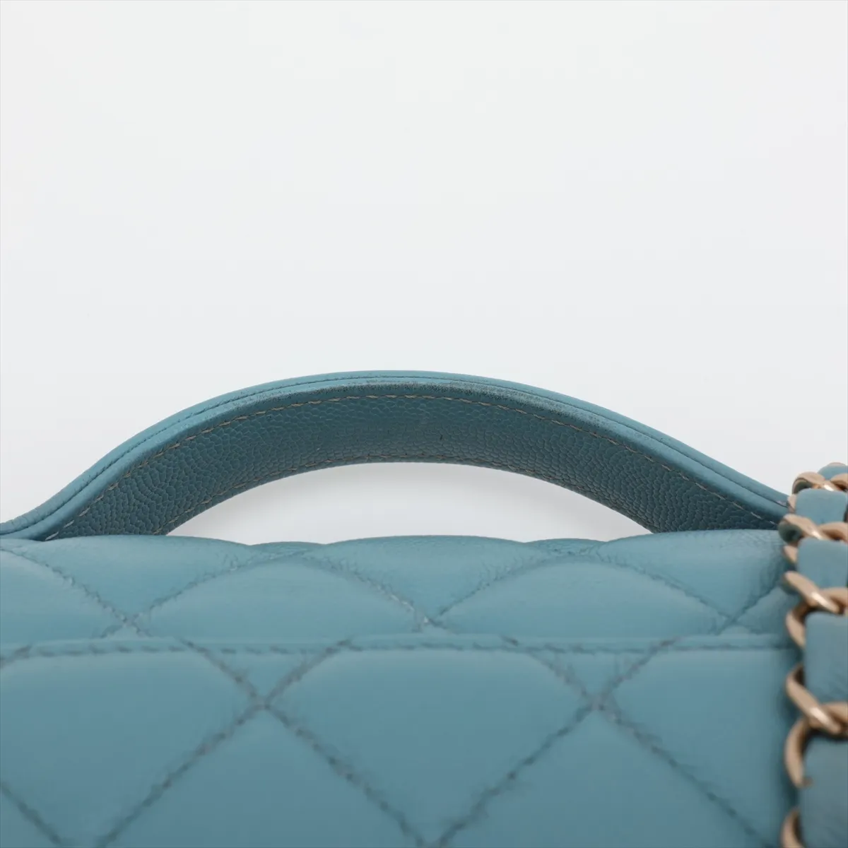 Business Affinity Caviar Skin 2-Way Shoulder Bag, Matelassé, Blue with Gold Hardware, 29684796, Serial Number 29 — view 6