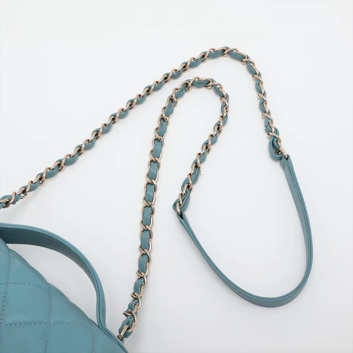Business Affinity Caviar Skin 2-Way Shoulder Bag, Matelassé, Blue with Gold Hardware, 29684796, Serial Number 29 — view 7