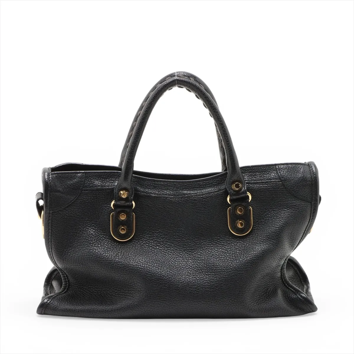 Classic Metal Edge City Leather 2-Way Handbag, Black, 432831, with Mirror — view 2
