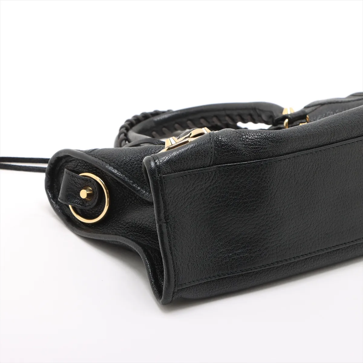 Classic Metal Edge City Leather 2-Way Handbag, Black, 432831, with Mirror — view 4