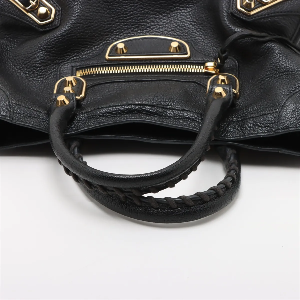 Classic Metal Edge City Leather 2-Way Handbag, Black, 432831, with Mirror — view 5