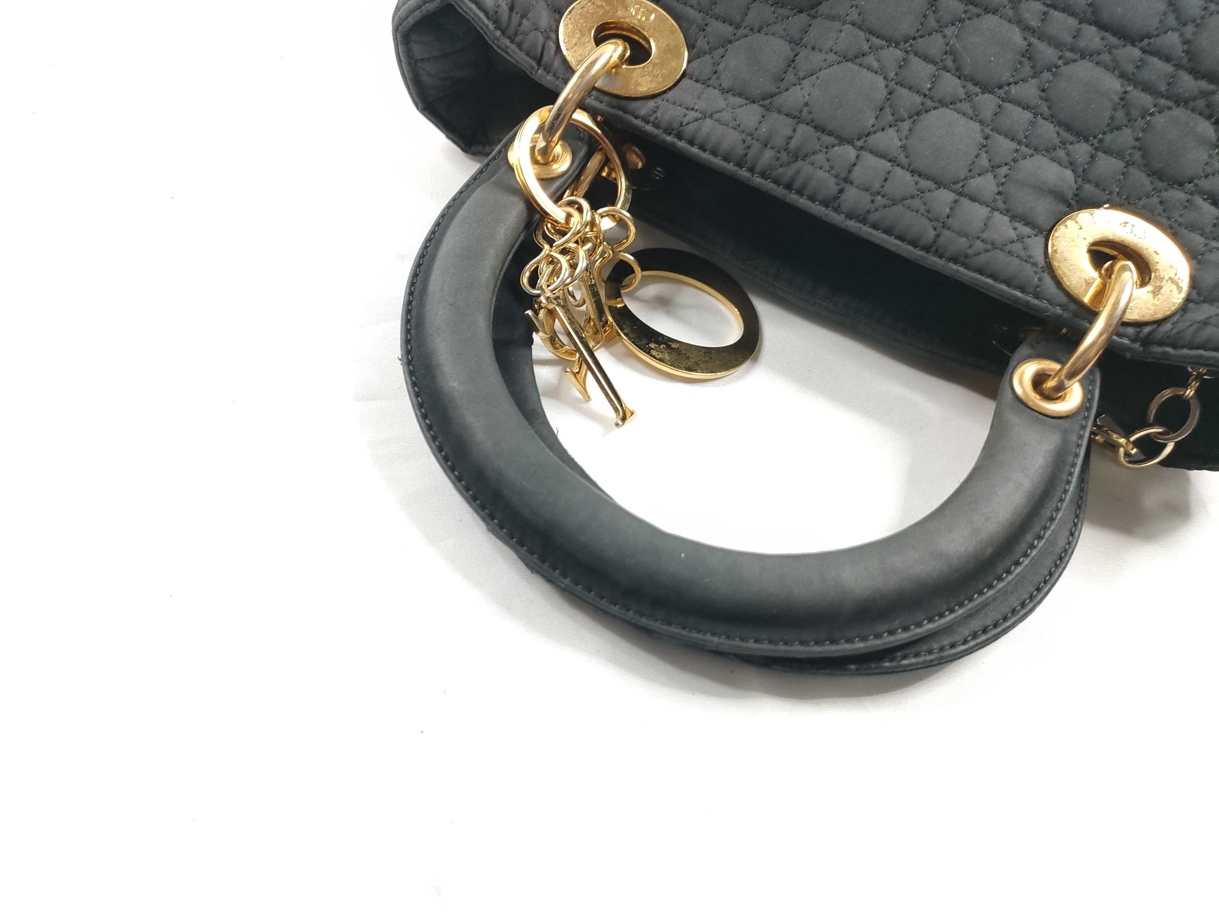 Lady Dior Handbag Lady Cannage Nylon Black Handbag — view 6