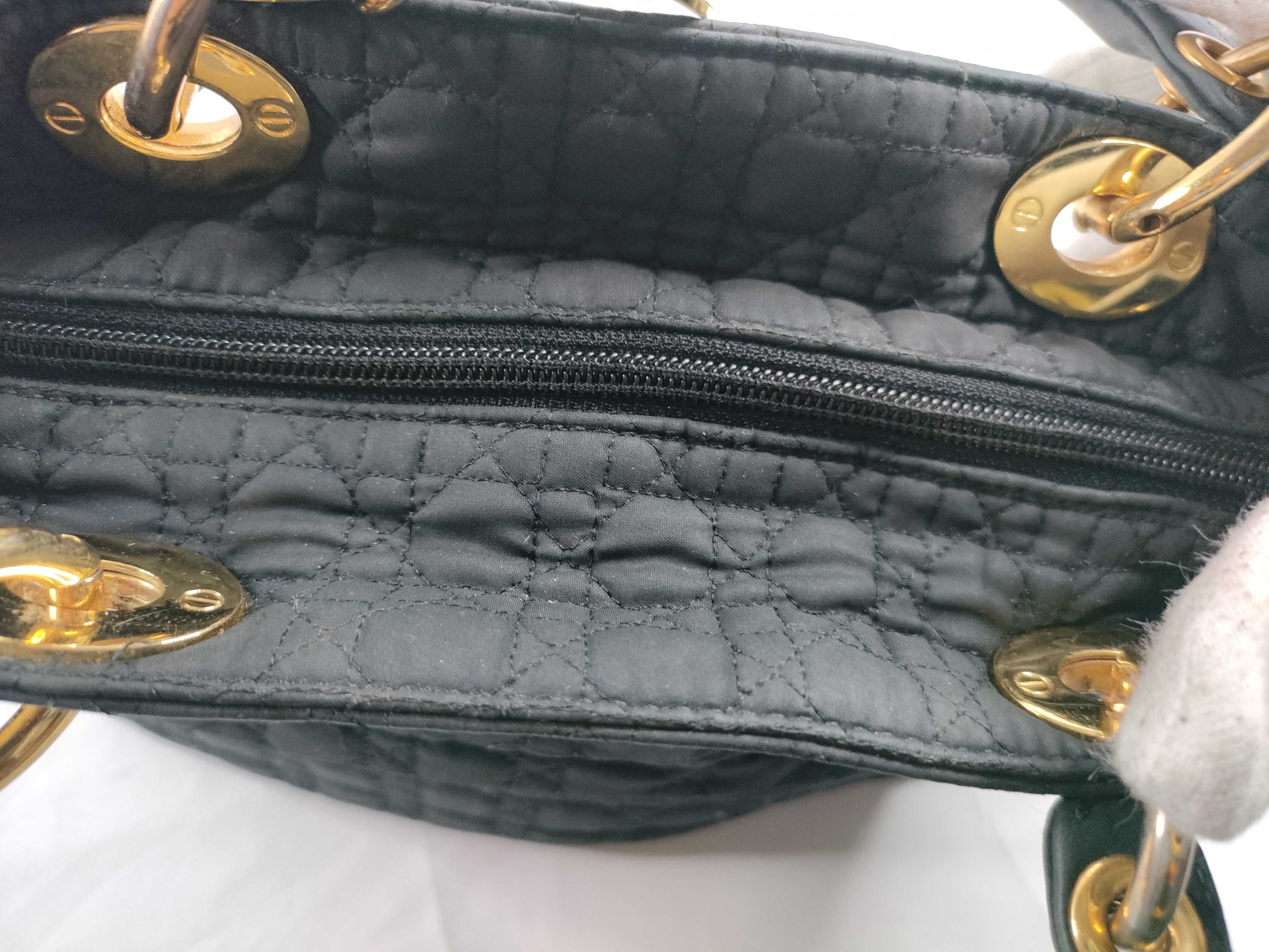 Lady Dior Handbag Lady Cannage Nylon Black Handbag — view 8
