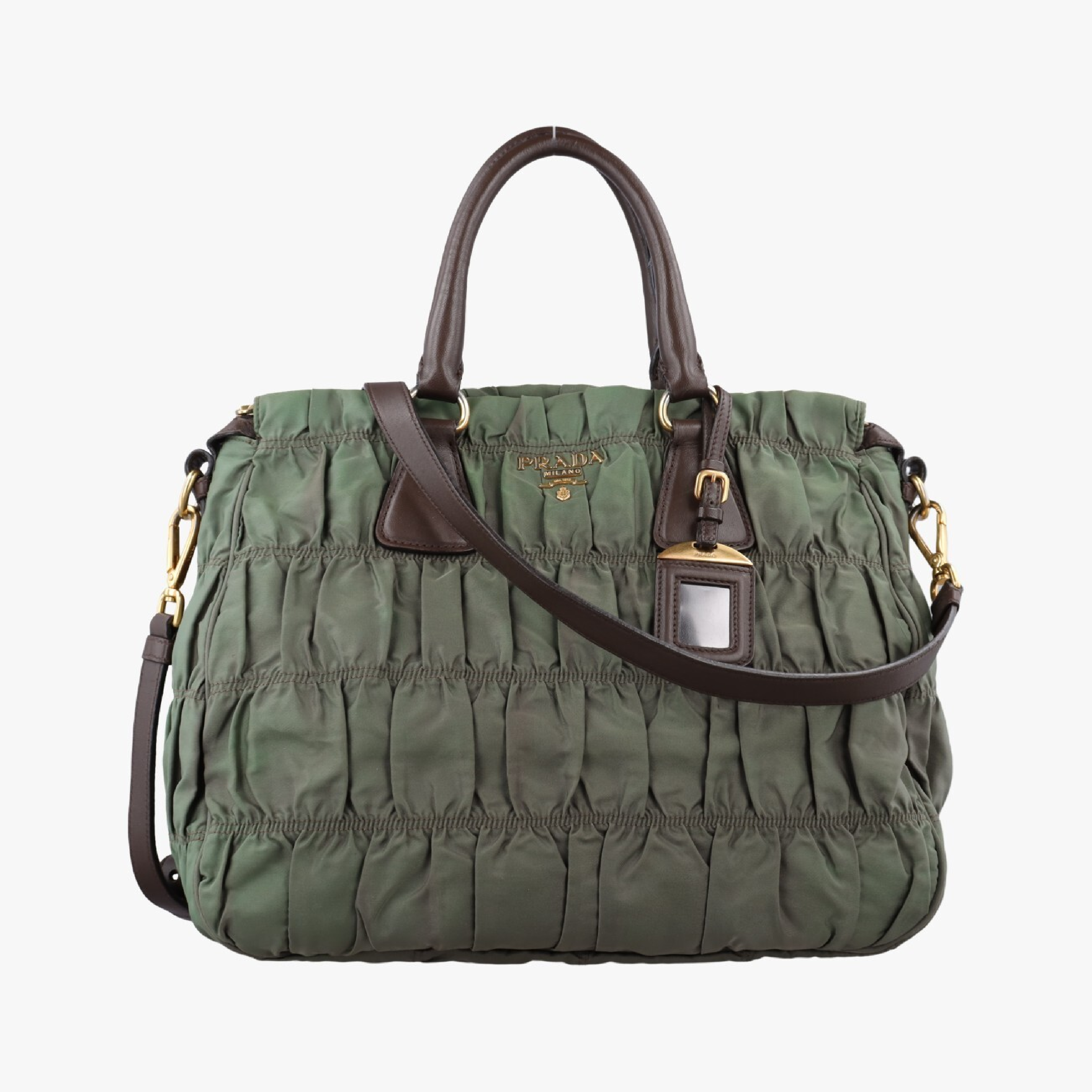 Gathered Green Nylon Shoulder Bag BN1935 31/B