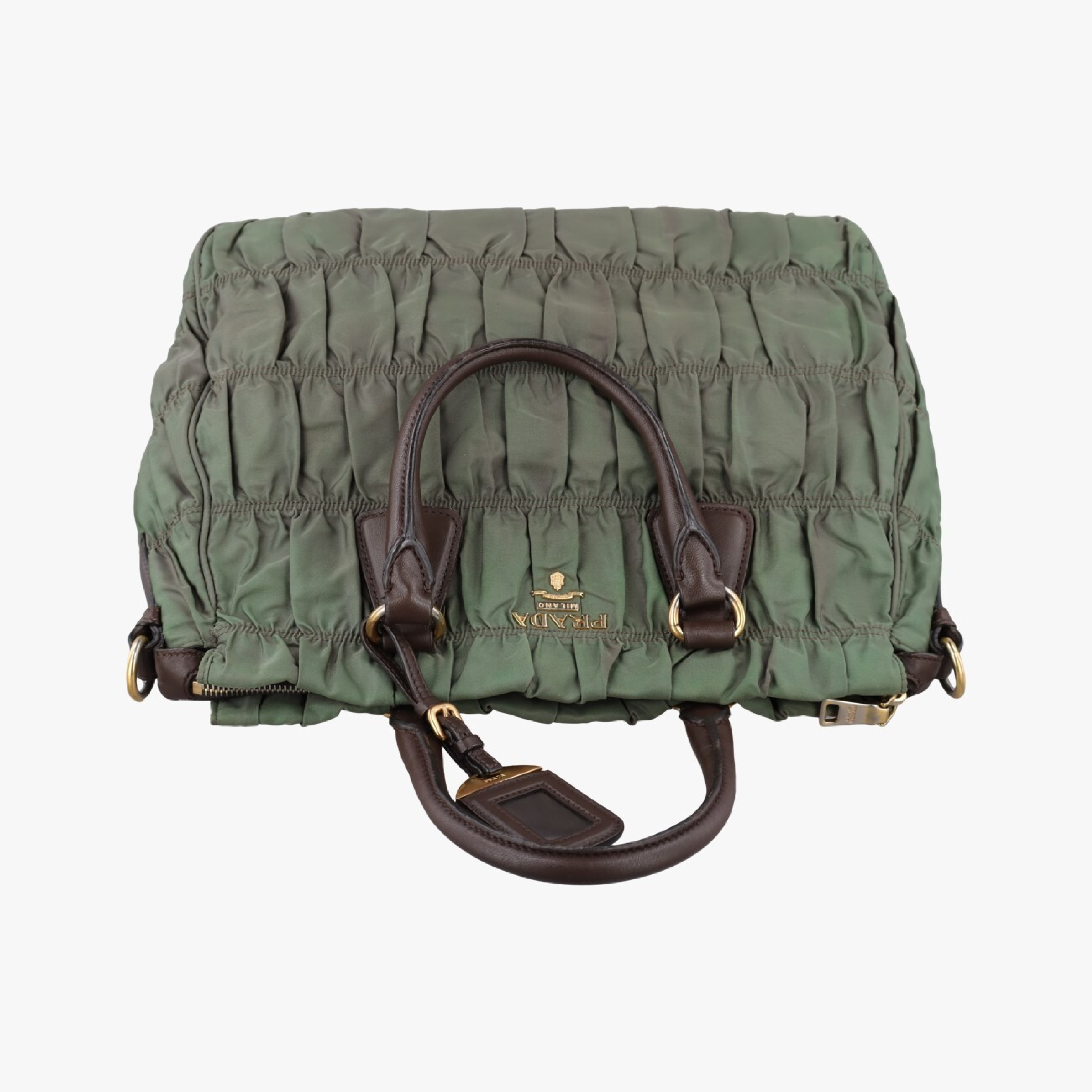 Gathered Green Nylon Shoulder Bag BN1935 31/B — view 5